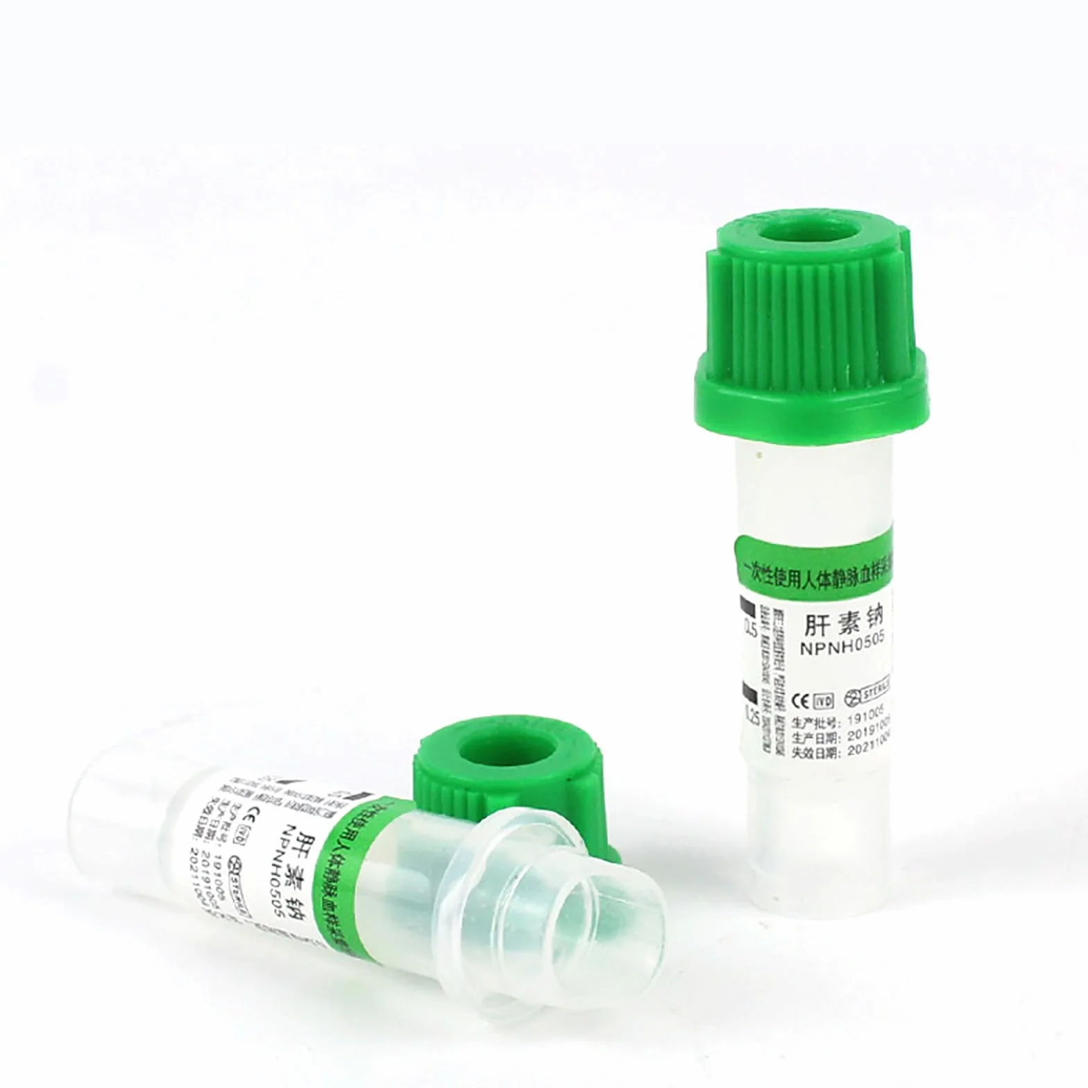 100 Provette per La Raccolta del Sangue sotto Vuoto (0,5ml/1ml), Provetta Verde con Eparina di Litio/Provetta Viola con Anticoagulante EDTA K2,Green-0.5ml