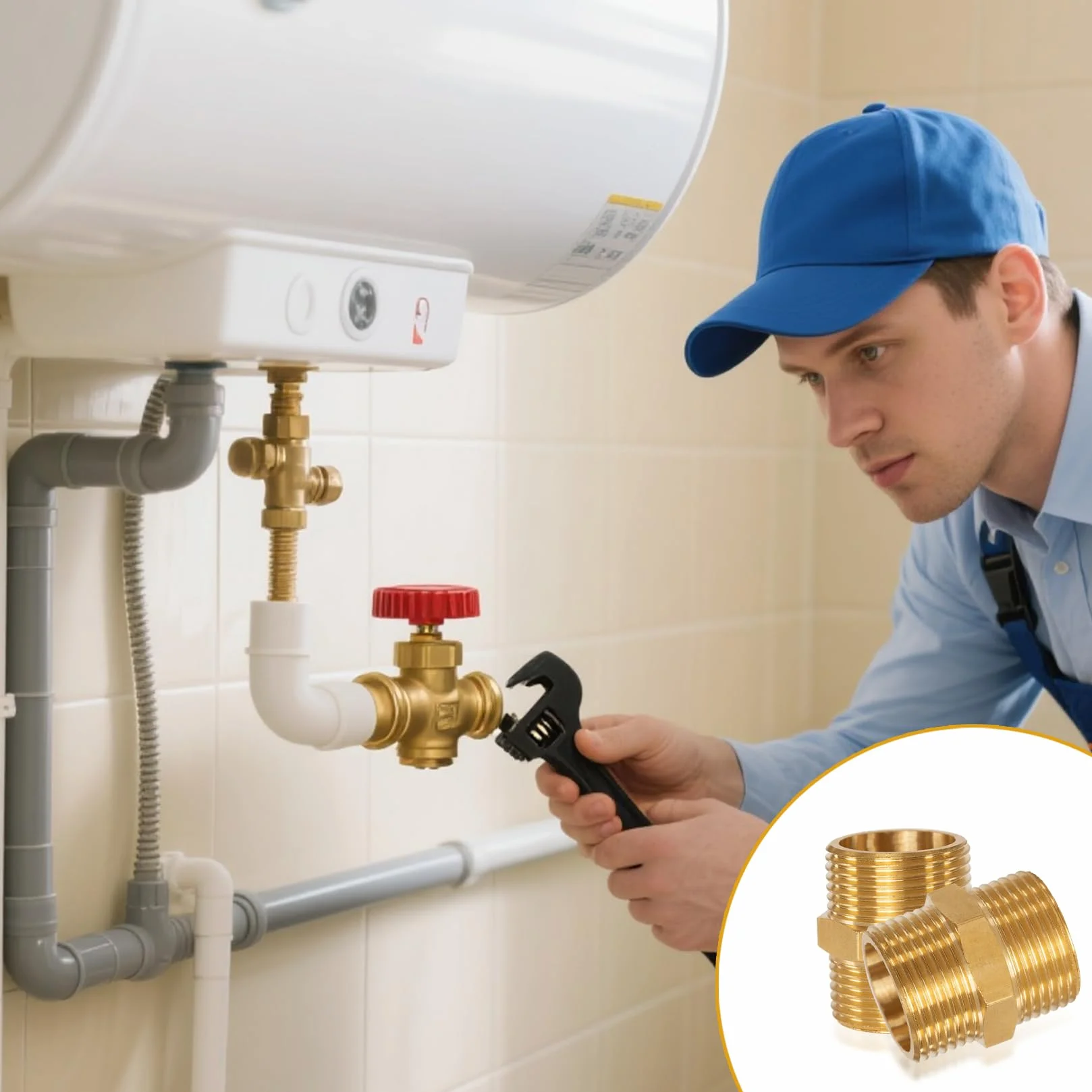 Raccordi per Tubi in Ottone 3/4" Maschio BSP Connettori Dritti Raccordo Filettato