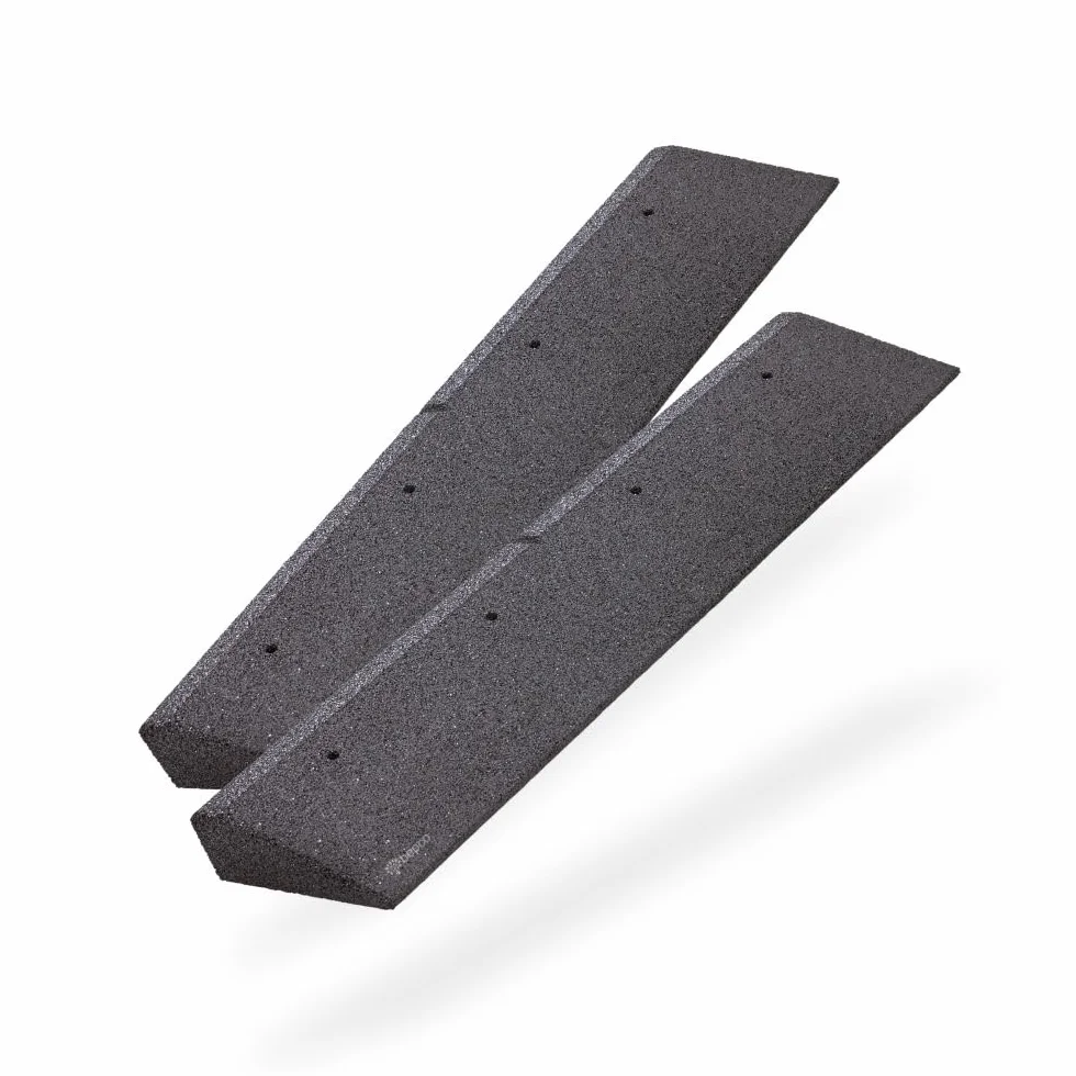 Set di 2 rampe per cordoli (2 pezzi) (lunghezza x larghezza x altezza): 100 x 25 x 6 cm in gomma (nero) rampa per porta, con rondelle per il fissaggio