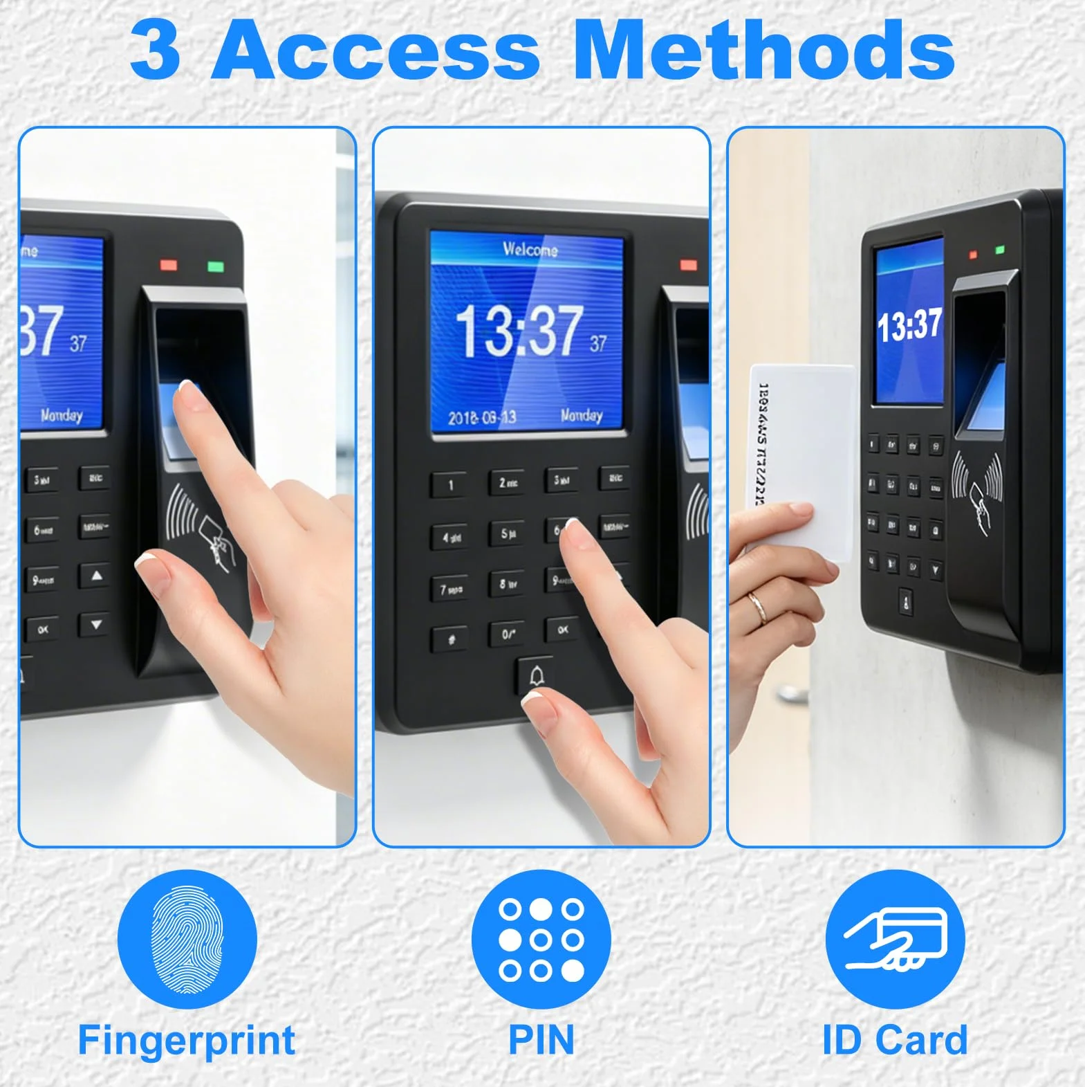 Rilevamento del tempo per piccole imprese, timbri con impronte digitali, password e ID (schede 15ID incluse), registrazione dell'orario di lavoro con esportazione USB, nessun costo mensile