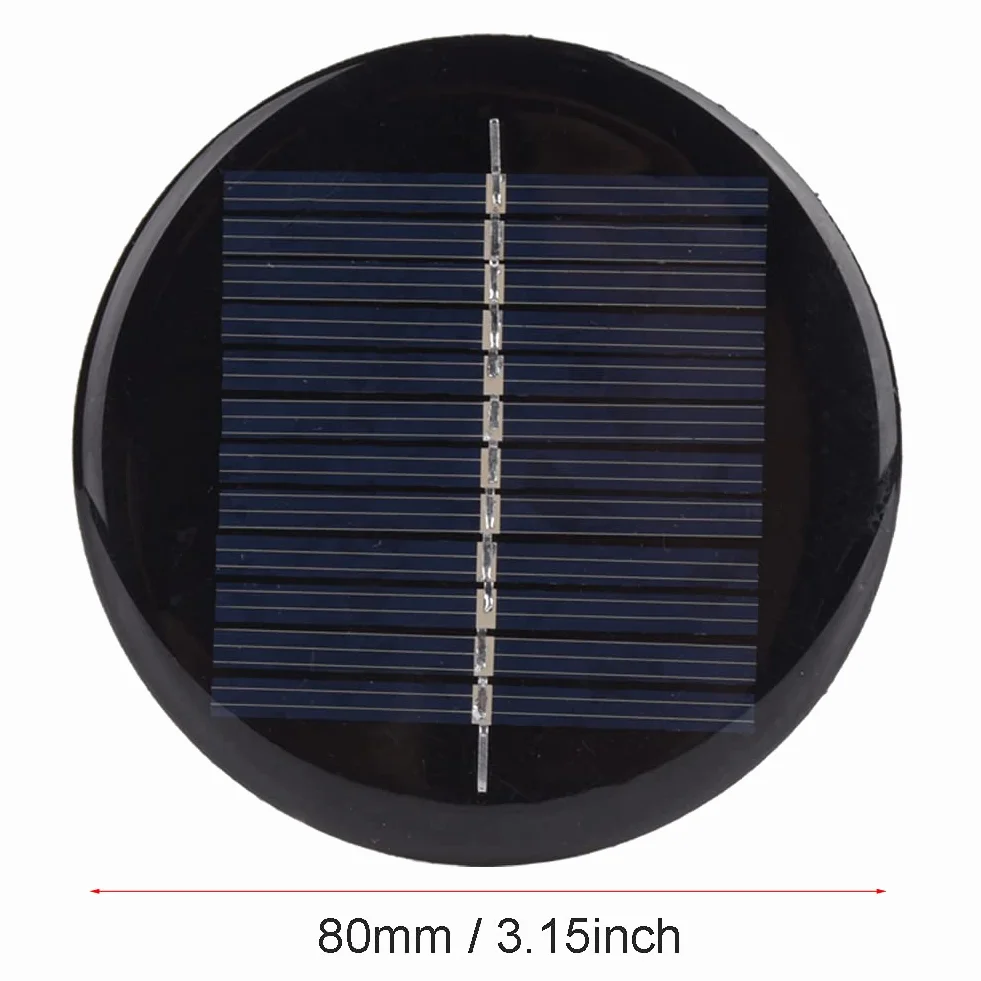 Pannello solare in silicio policristallino rotondo da 6 V e 80 mm, 4 pezzi, cella solare portatile ed efficiente con stabilizzazione della tensione, piccolo pannello solare leggero