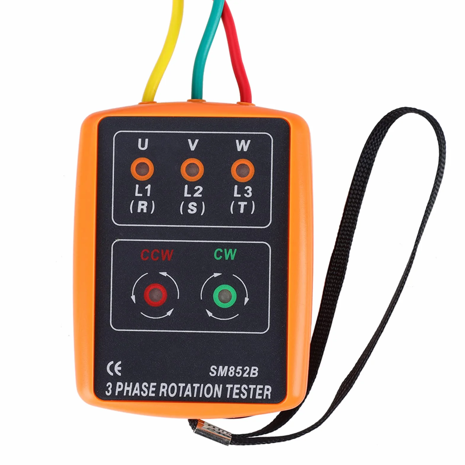 Tester Rotazione Fasi, Akozon SM-852B Tester Rotazione Trifase 60V~600V AC Senso Ciclico Fasi Indicatore di Sequenza a 3 Fasi, Indicazione di Fase Aperta e Indicazione Rotazione di Fase, 20Hz-400Hz