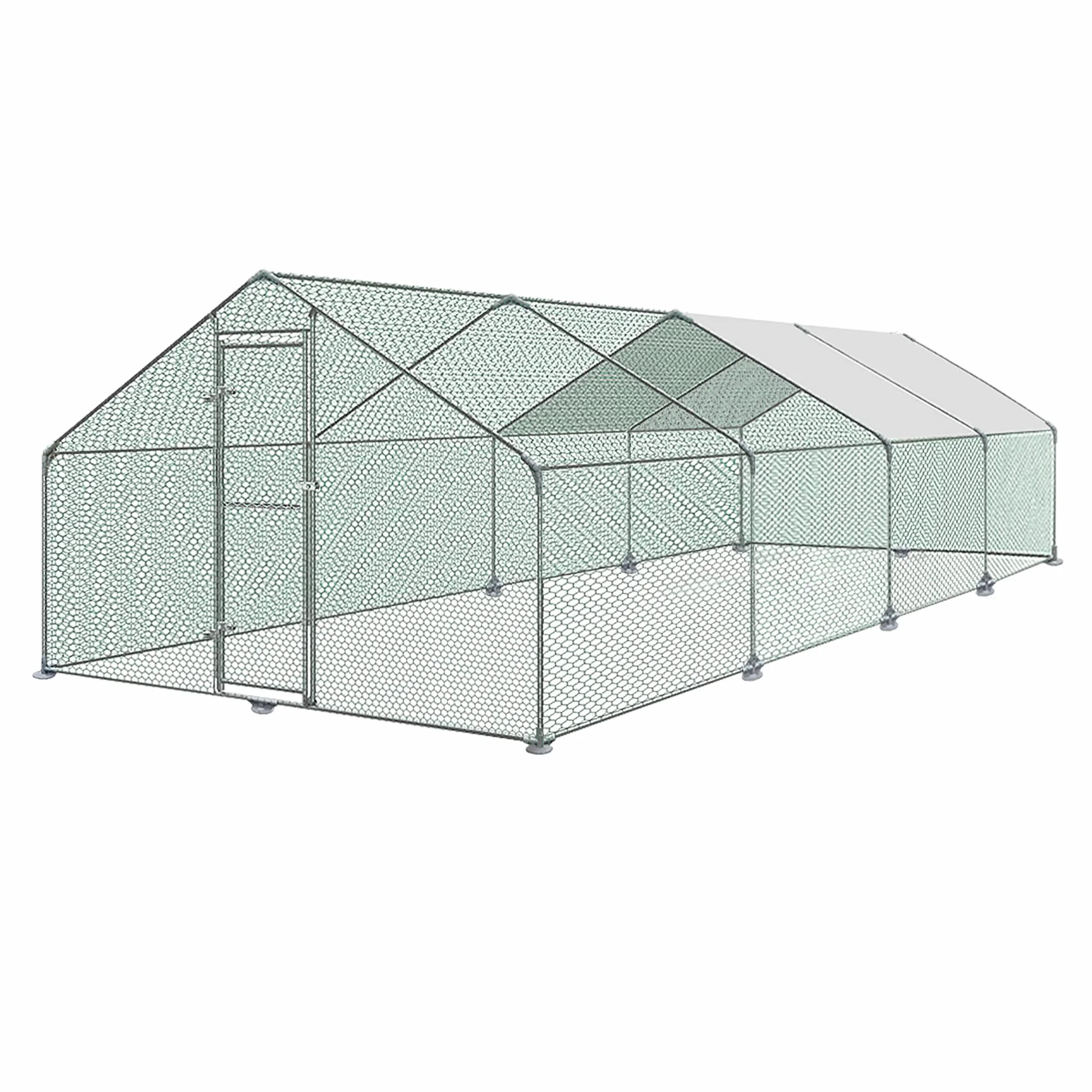 UISEBRT Gabbie per pollaio, per piccoli animali domestici, con tetto in PE per pollame, conigli, piccoli animali domestici, cani (3 x 8 x 2 m)