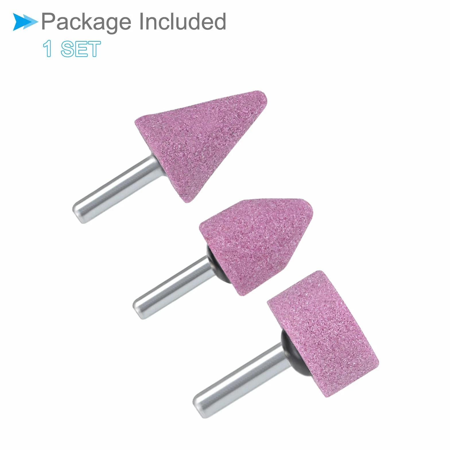 Abrasivo Pietra Punte Set, 1/4" Gambo, Nichel Placcato Carbonio Acciaio Mola Mola Lucidatura Testa Punta per Utensili rotanti), 3pz