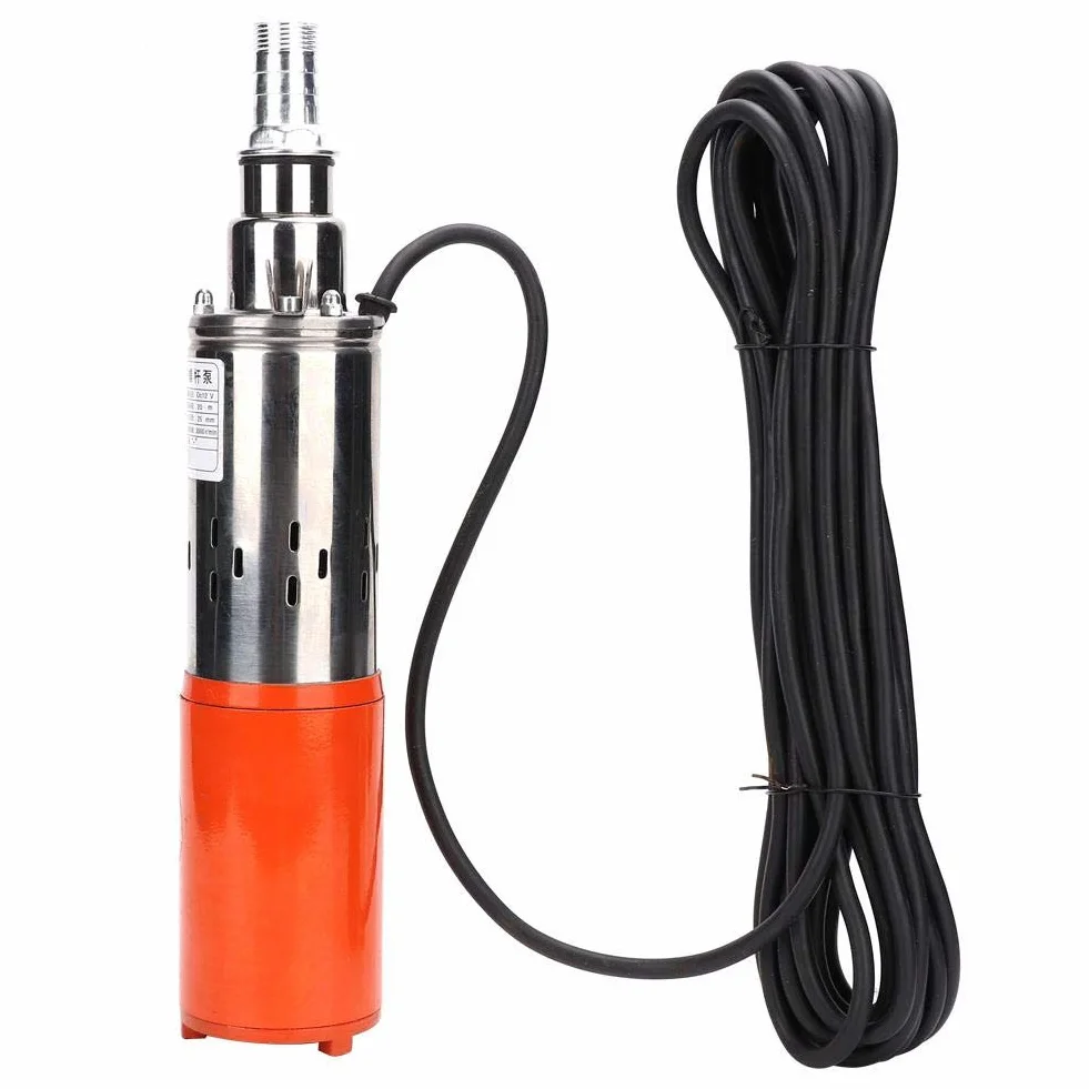 Pompa ad acqua sommergibile solare, 1 '' 12V-1.2m³-35m Pompa idraulica per pozzi profondi ad alto sollevamento in acciaio Pompa DC Pompa in acciaio fuso Pompa per pozzi profondi Kit solare