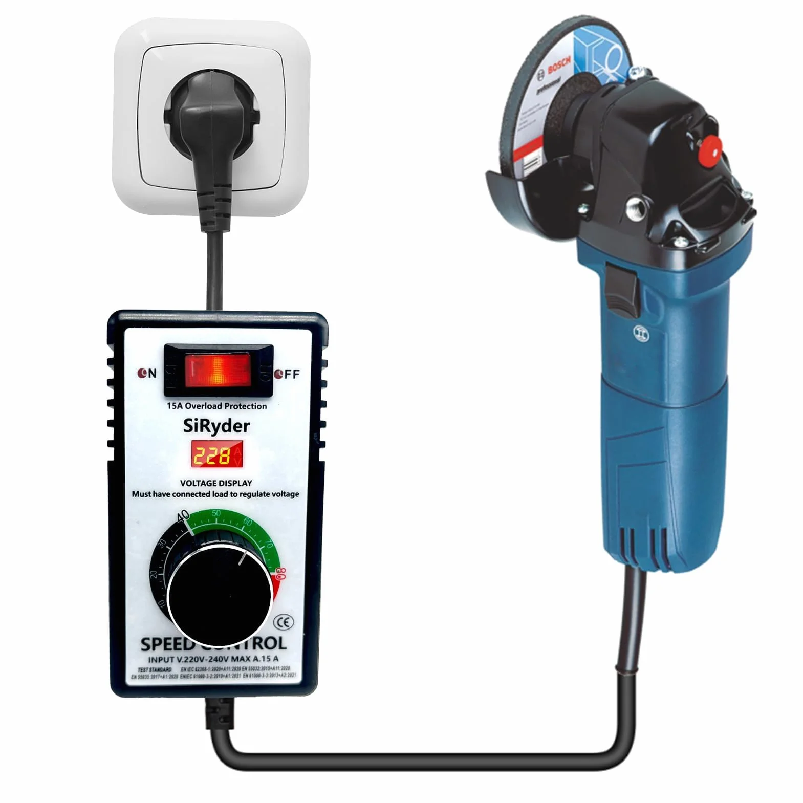 Regolatore di Tensione 220V Regolatore Velocita Motori Con Protezione Da Sovraccarico Per Smerigliatrici Angolari Asciugacapelli Trapani Portatili Seghe Circolari 10A
