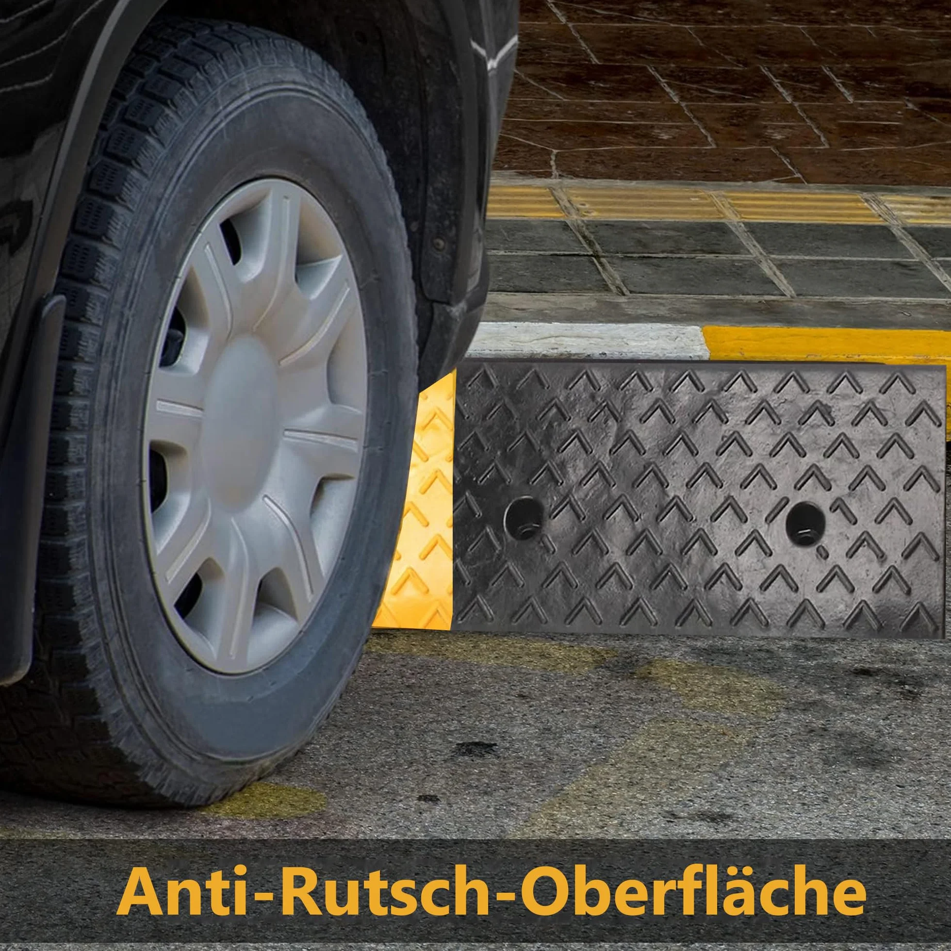 uyoyous Rampa per Bordstein Bordsteinkantenrampe Auffahrtrampe 10 cm in gomma Autorampe Schwellenrampe Türschwellenrampe, Rampe in gomma per Auto, Bicicletta, Moto, Marciapiede, 100 x 25 x 10 cm