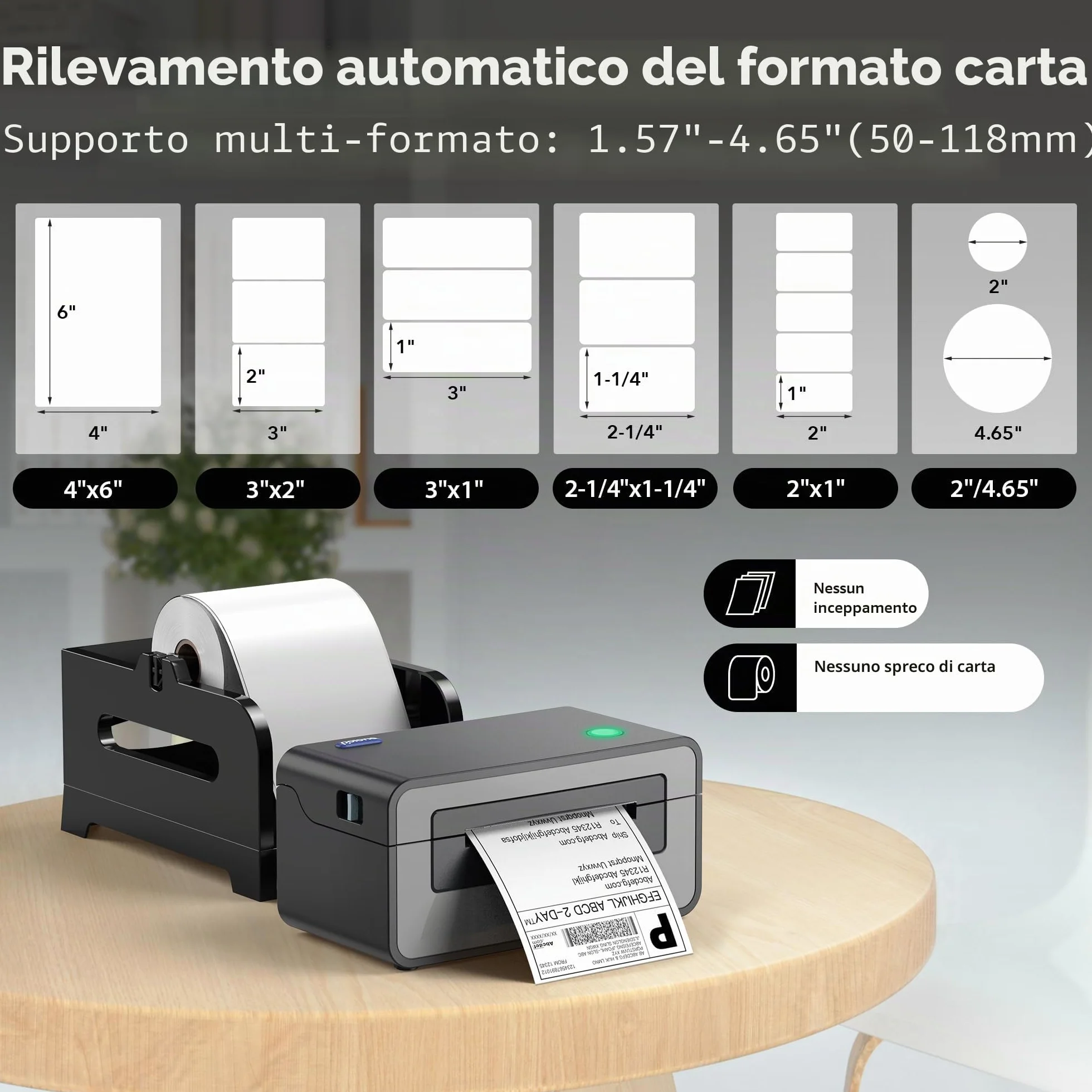 POLONO Stampante Etichette Spedizione, Stampante Termica Etichette 4x6, Etichettatrice Termica Diretta Commerciale, Compatibile con USPS, FedEx, Shopify, Ebay, Amazon, Supporta Molteplici Sistemi