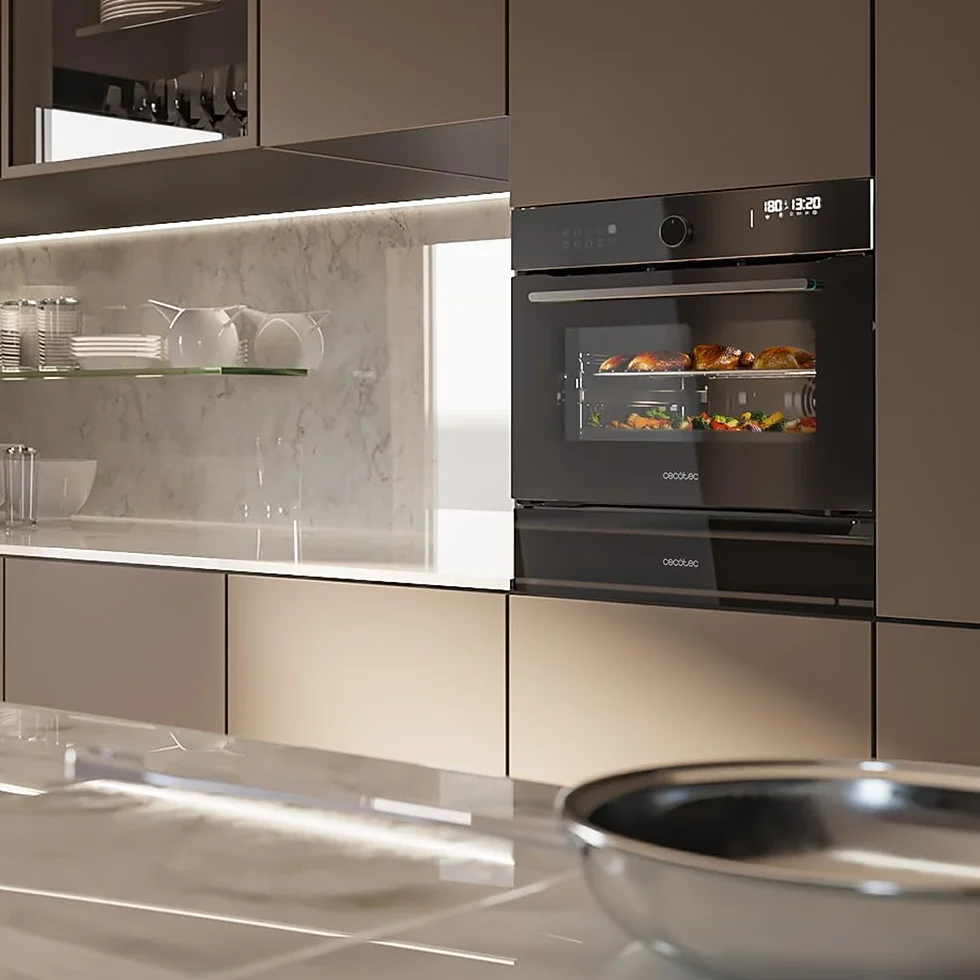 Cecotec Forno da ncasso Multifunzione 53L - Friggitrice ad Aria - Bolero Hexa AF314500 Glass Black A. 2900W, 11 Funzioni, Airfryer Master, Pizza Master, Basso Consumo, Facile Pulizia
