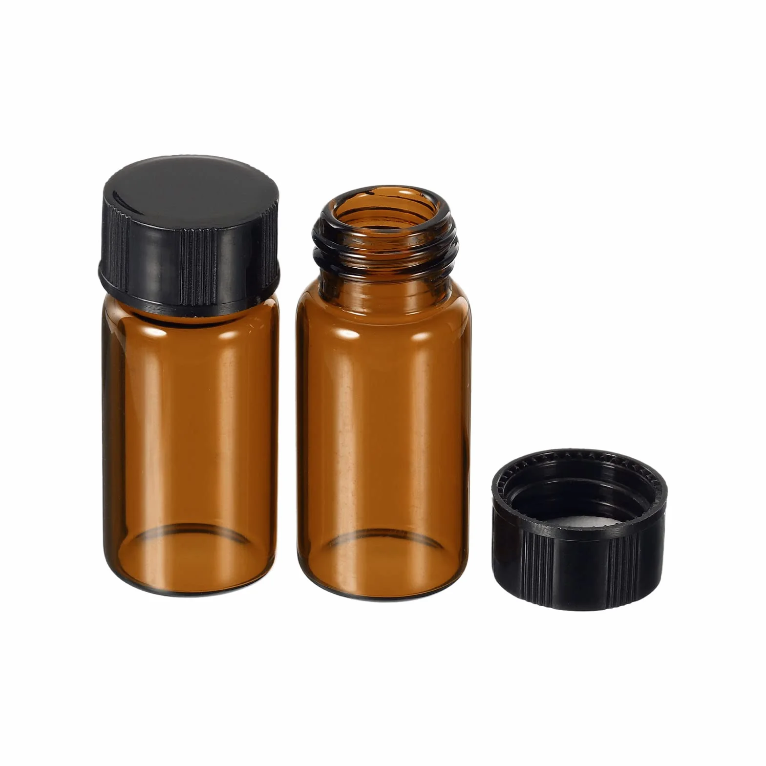 PATIKIL 5mL Reagente Media Bottiglia, 10pz Rotondo Vetro Conservazione Bottiglie Plastica Vite Tappo per Laboratorio Casa, Marrone
