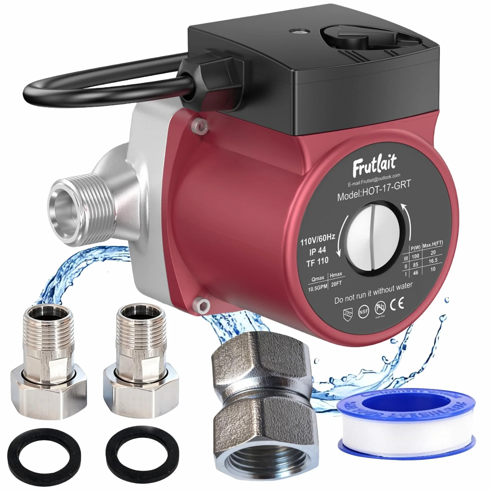 Pompa a ricircolo dell'acqua calda per scaldabagno, Pompa di circolazione dell'acqua calda a 3 velocità, Pompa di circolazione dell'acqua calda da 110 V per casa, Pompa dell'acqua calda silenziosa con