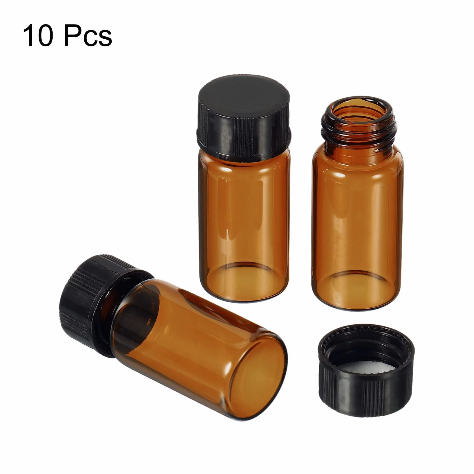 PATIKIL 5mL Reagente Media Bottiglia, 10pz Rotondo Vetro Conservazione Bottiglie Plastica Vite Tappo per Laboratorio Casa, Marrone