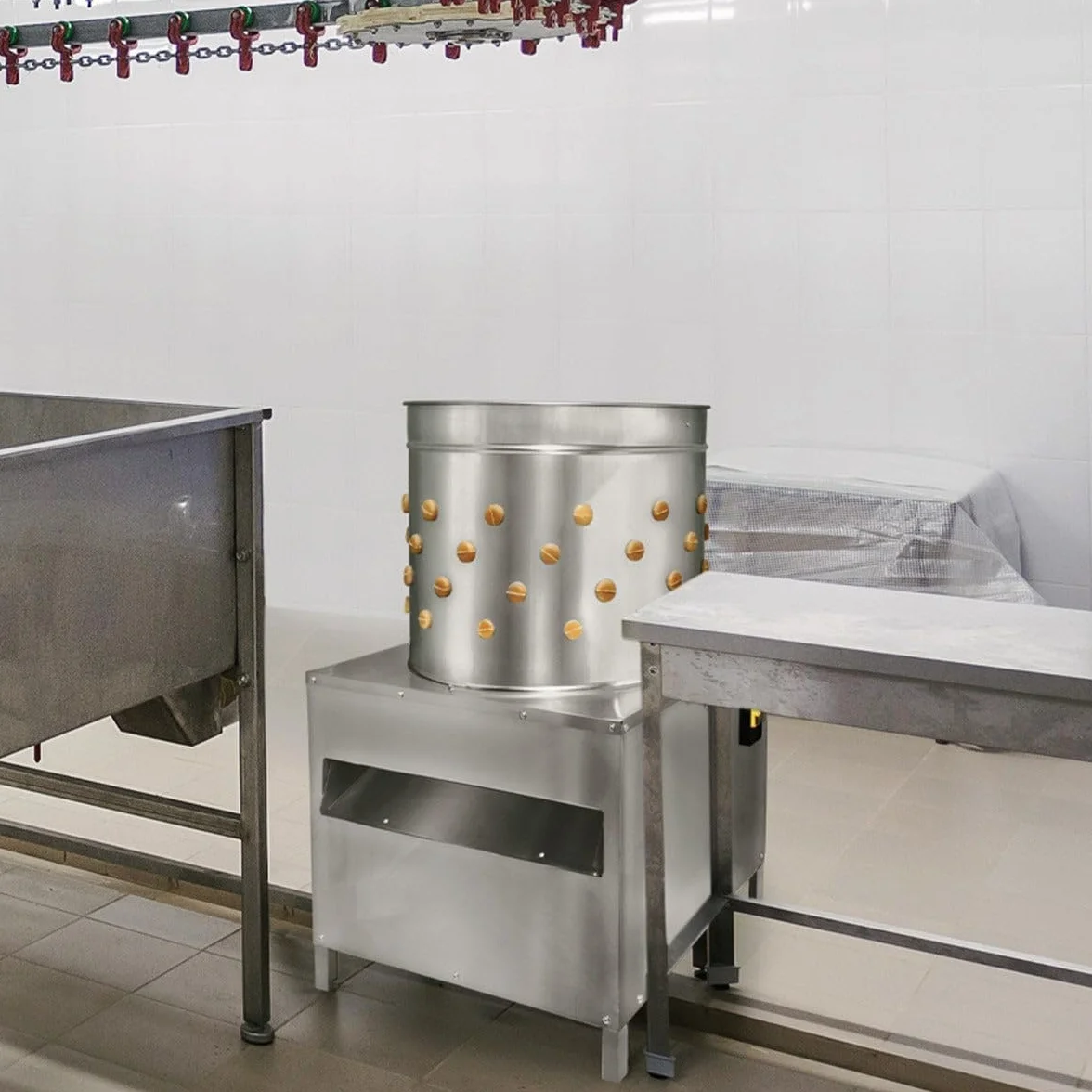 KuKoo Macchina Spiumatrice per pollame in acciaio inox Ampia Apertura - 50cm 99 gommini 220V 2HP 6 uccelli capacità