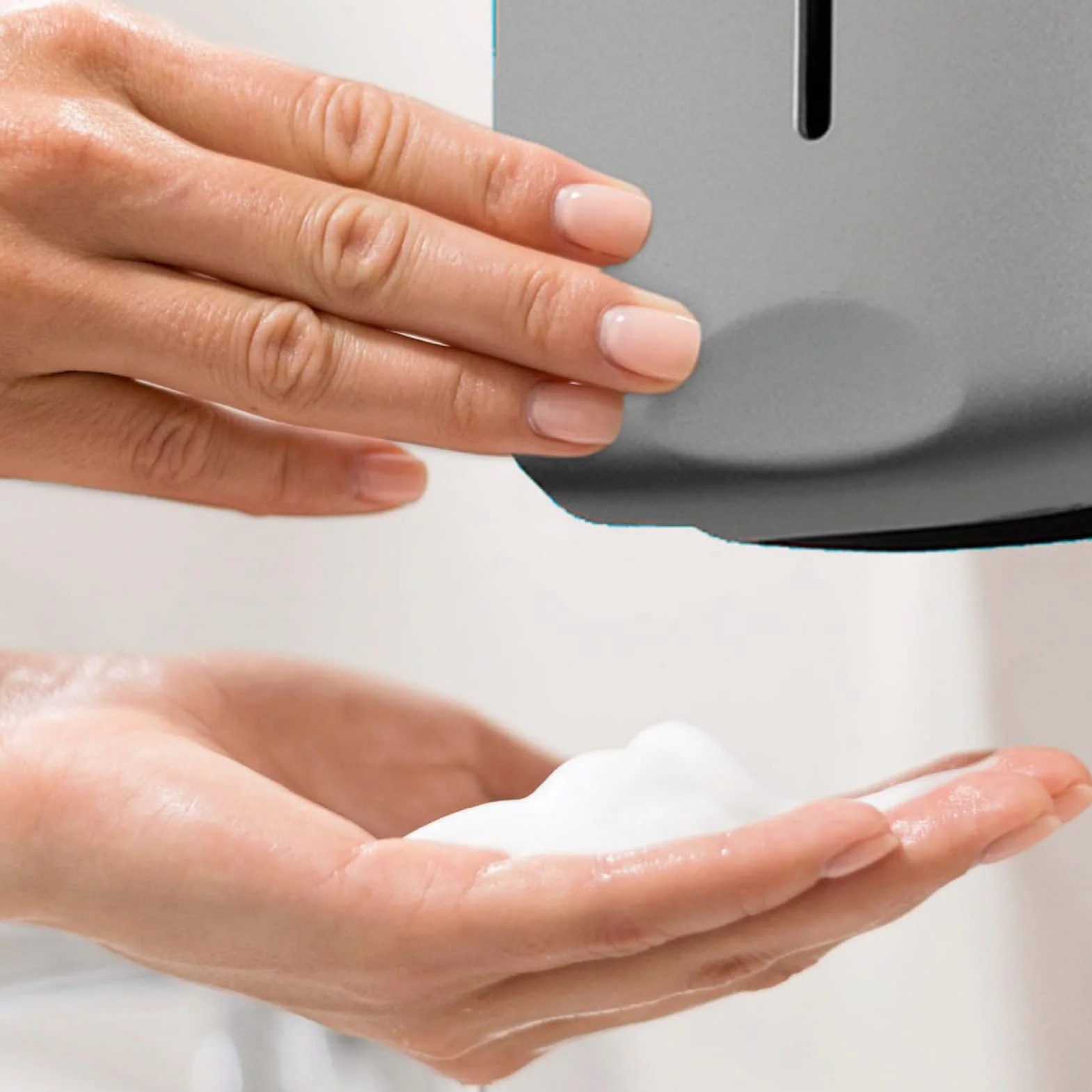 Jofel - Distributore di sapone a parete, ricaricabile con sapone liquido, capacità 1L, distributore di sapone per il bagno, corpo robusto in ABS, antigoccia e anticorrosione, Valor AC27350