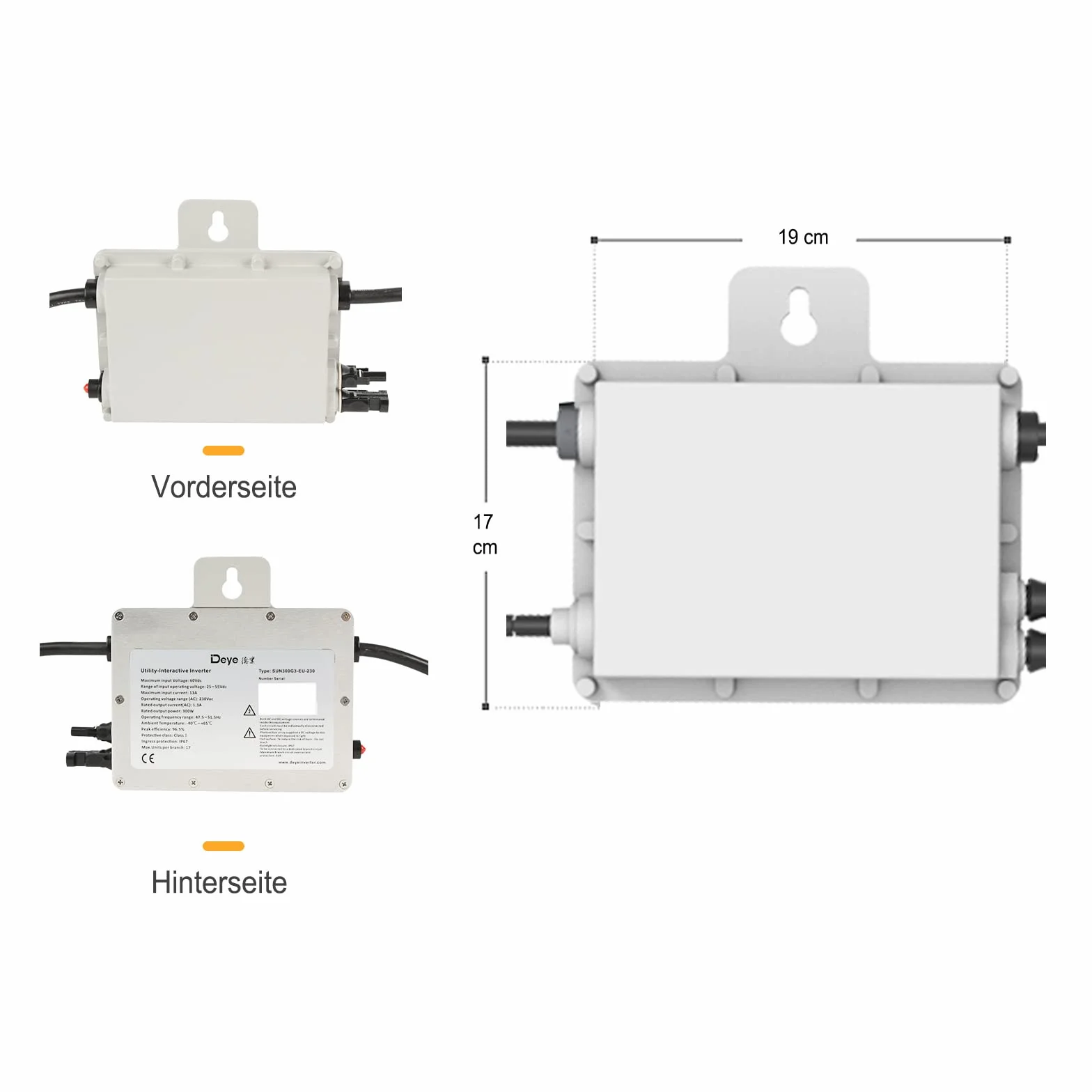 Deye Micro inverter DC 20V-60V AC 220V-230V WiFi IP67 SUN300G3-EU-230