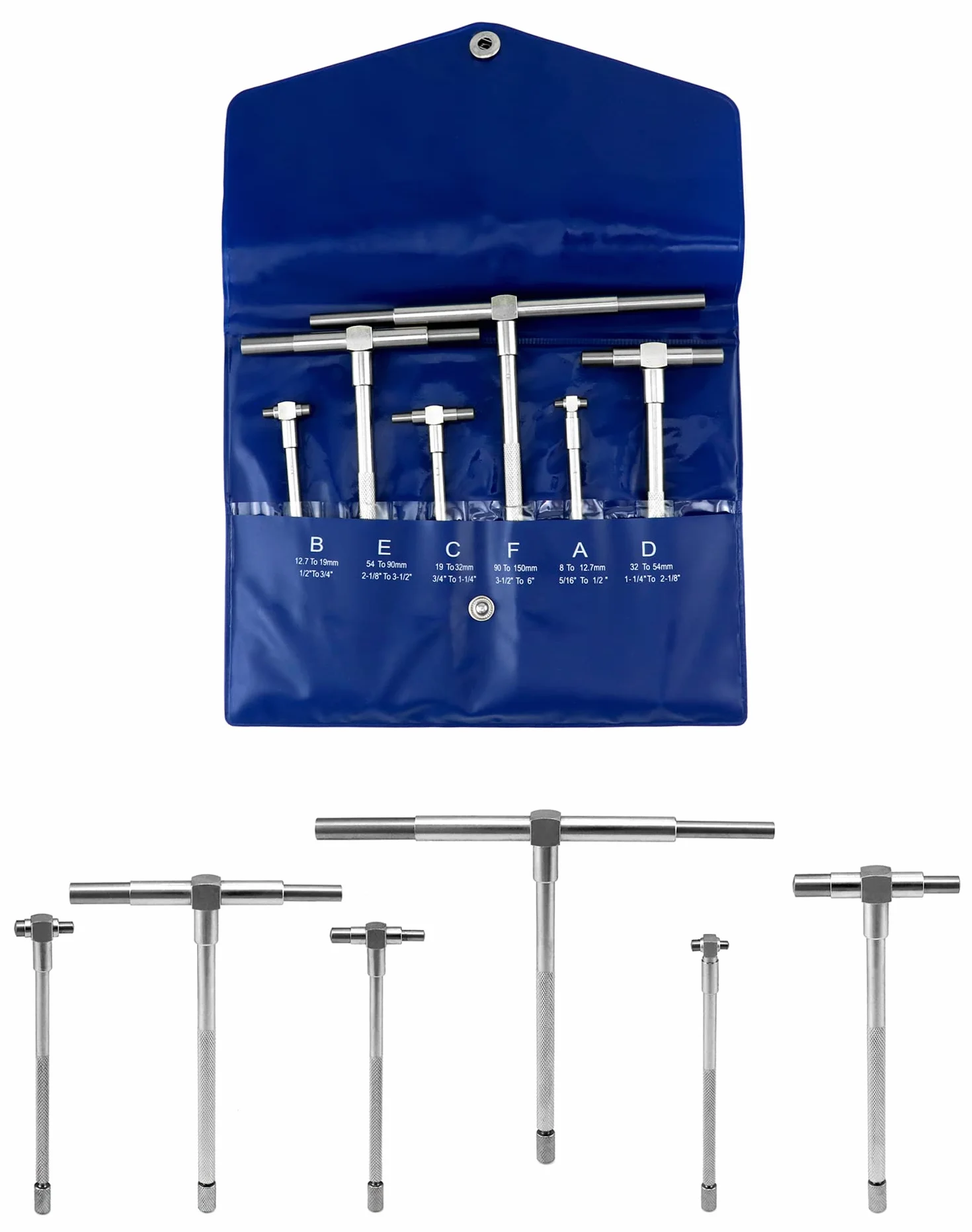 QWORK® Calibro Telescopico 8mm - 150mm Calibro Interno Set, Truschino Falegname, 6 Pezzi