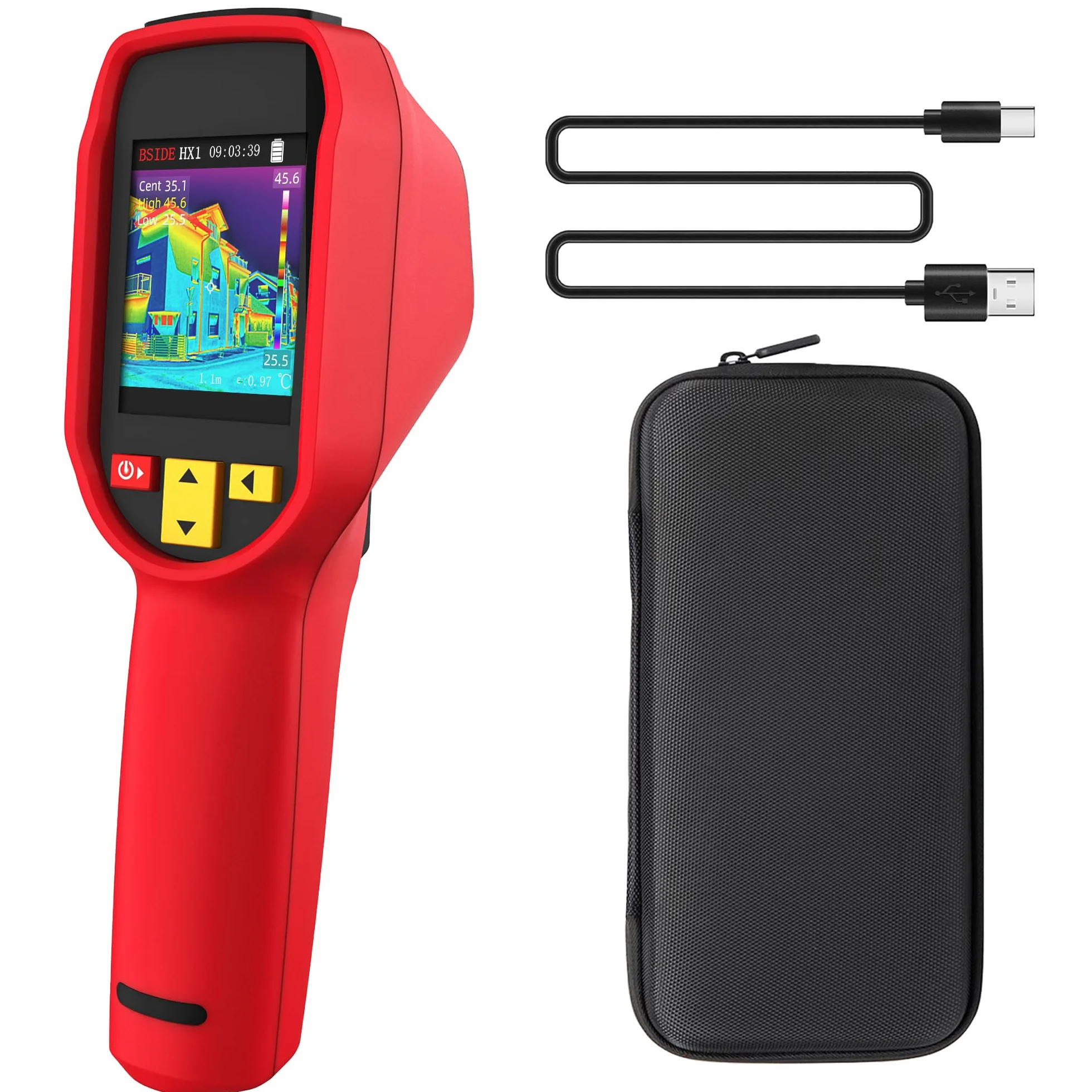 BSIDE Termocamera Portatile 240x240 Risoluzione Termocamera Infrarossi 25Hz -20 a 550℃ Telecamera Termica Ricaricabile con 15 Palette Colori per Perdite Acqua HVAC Elettronica Edilizia Automotive