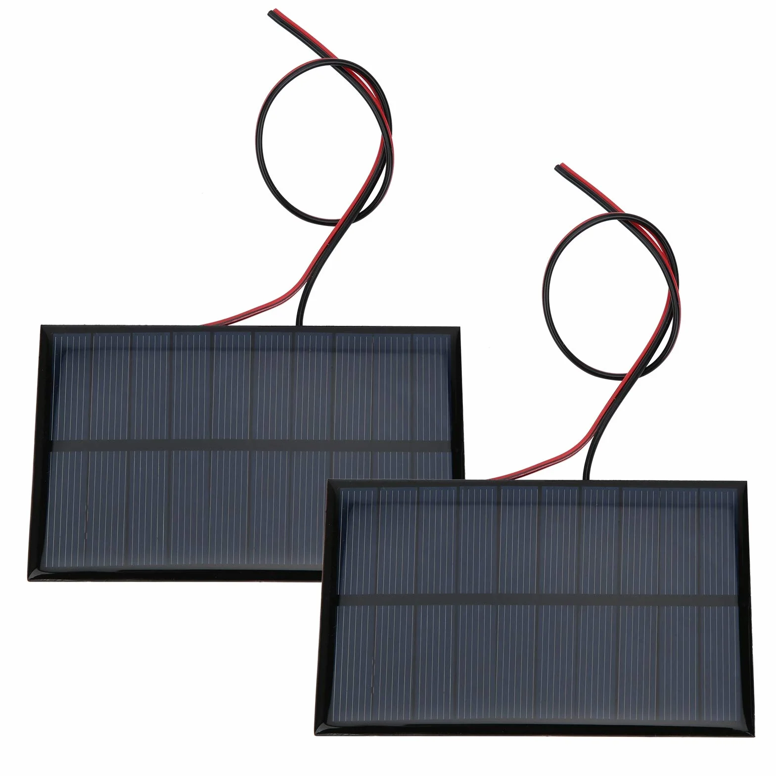 Mini Pannelli Solari 5V 250mA 1,25W 2 Pezzi Policristalline 110x69mm con Cavo 30cm per Progetti Fai da Te