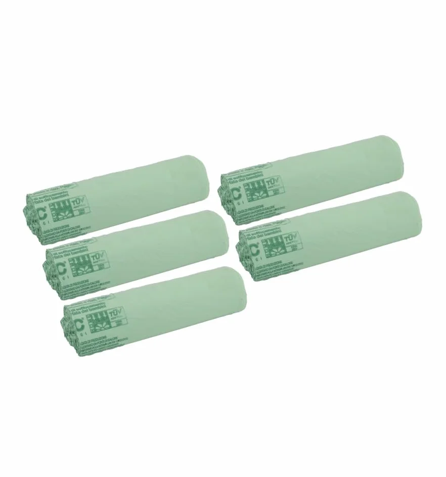 IMBALLAGGI 2000 - Sacchetti Spazzatura 70x110(110L) Umido e Organico in Mater-Bi Verdi, 25 Rotoli x 10 Sacchi Spazzatura Raccolta Differenziata Interno, 250 Sacchetti Rifiuti Compostabili Rinforzati