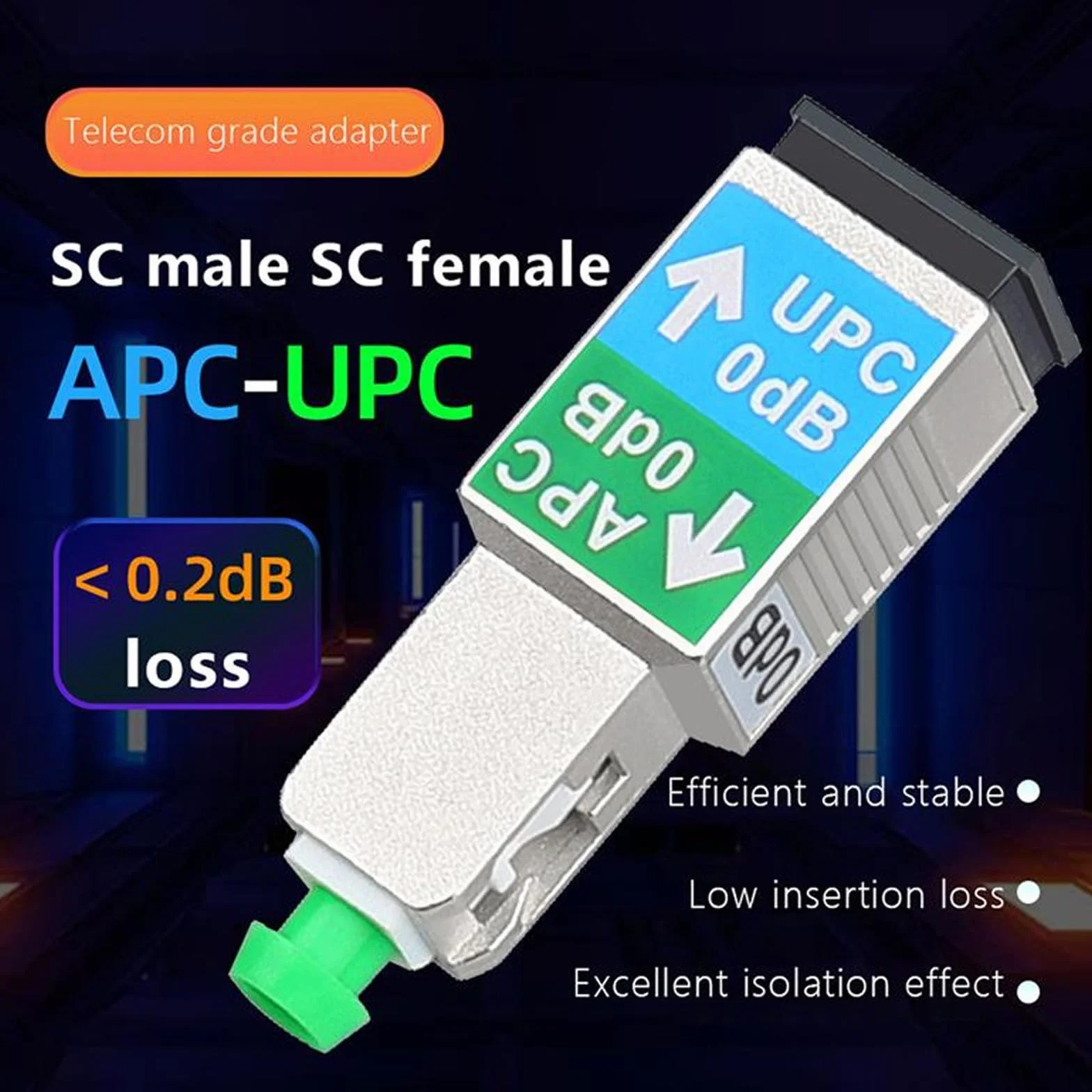 Adattatore per Fibra Ottica, Attenuatore per SC, Adattatore SC-UPC Maschio a Femmina da 1200 Nm a 1600 Nm, Connettore per Fibra Ottica Ibrida per