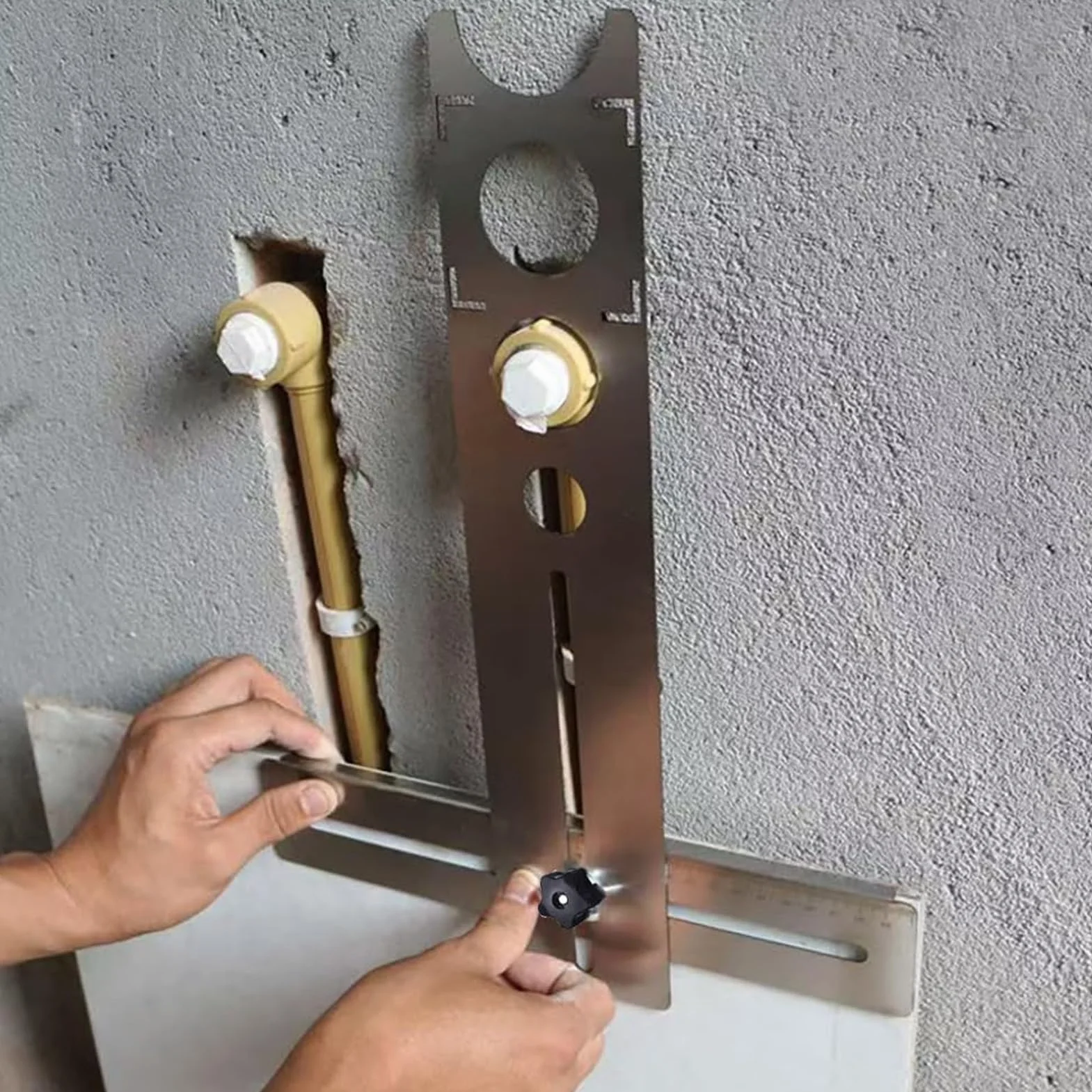 Righello di misurazione angolare per piastrelle, 300 mm, con fori da 25 a 60 mm, manuale di precisione per ceramica e granito