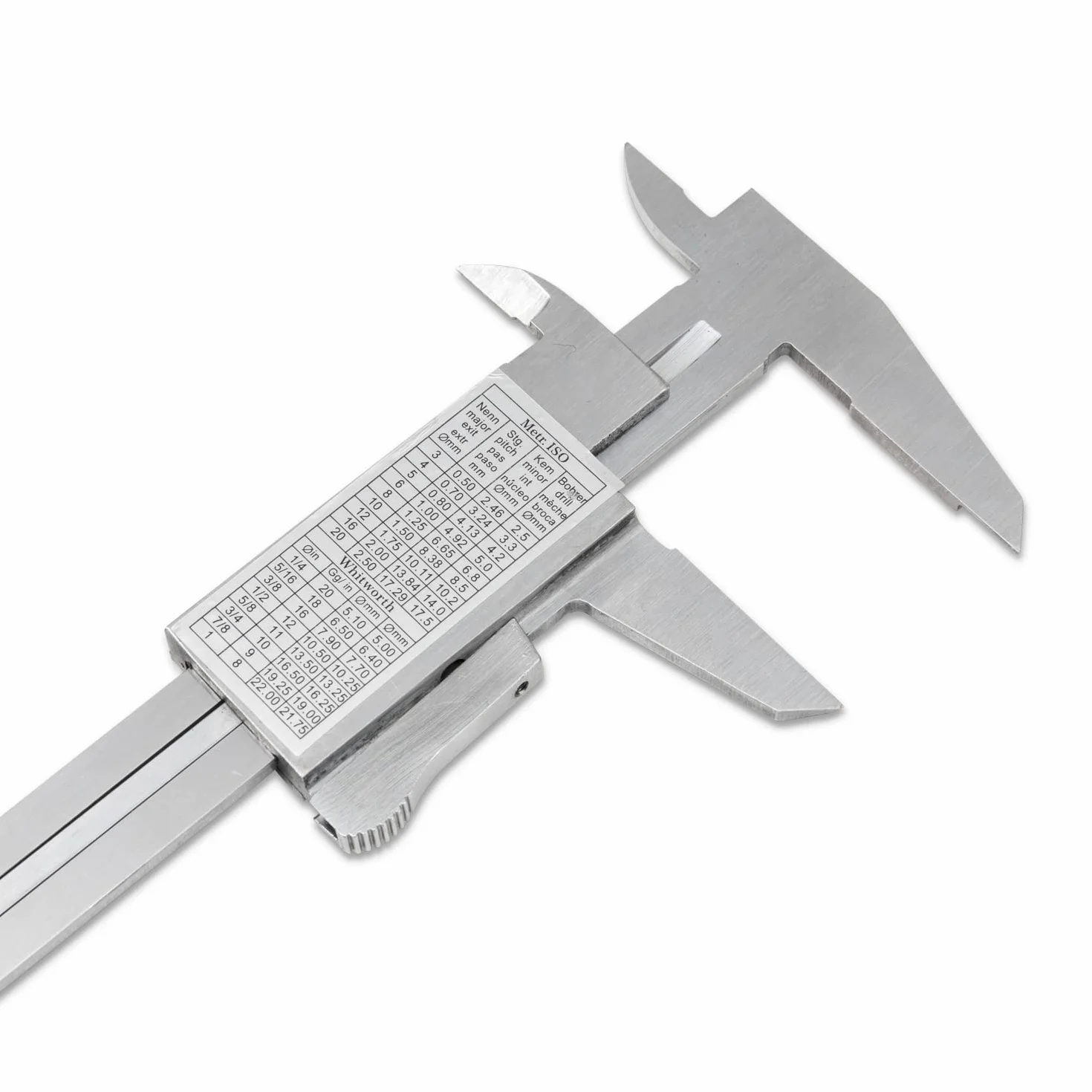 WIKISTORE CALIBRO PROFESSIONALE COMPOSTO NONIO AVVITATO 150 mm, Calibro ventesimale con becchi da 40 mm, Calibro acciaio bloccaggio a pulsante, Lettura 1/20° 0,05 MM / 1/128", Attrezzo da lavoro