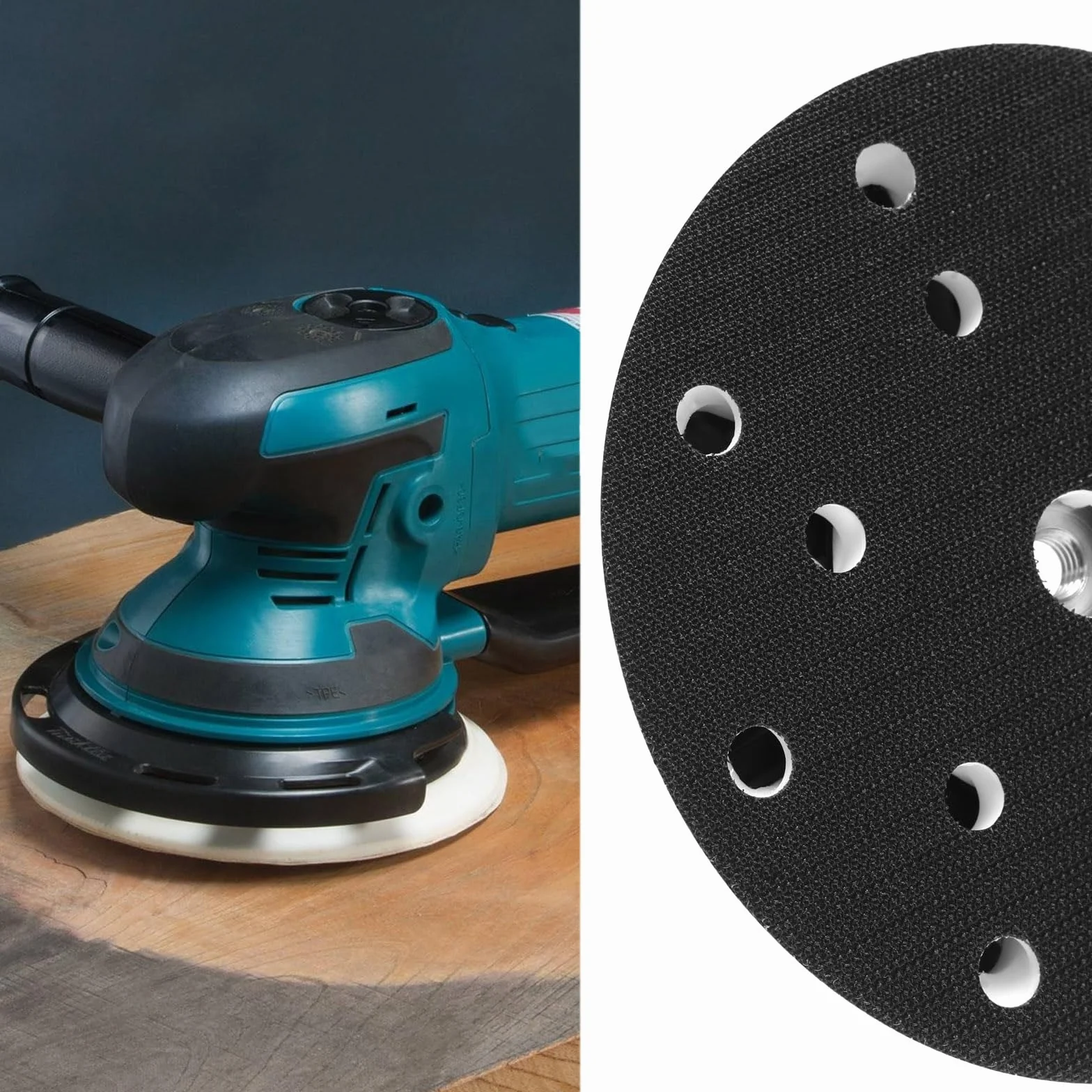 Supporto a gancio e fibbia da 6 pollici 150 mm 15 fori compatibile con Makita BO6050 BO6050J Levigatrici Orbitali Casuali Disco di Lucidatura Pad di Protezione Strumenti Abrasivi