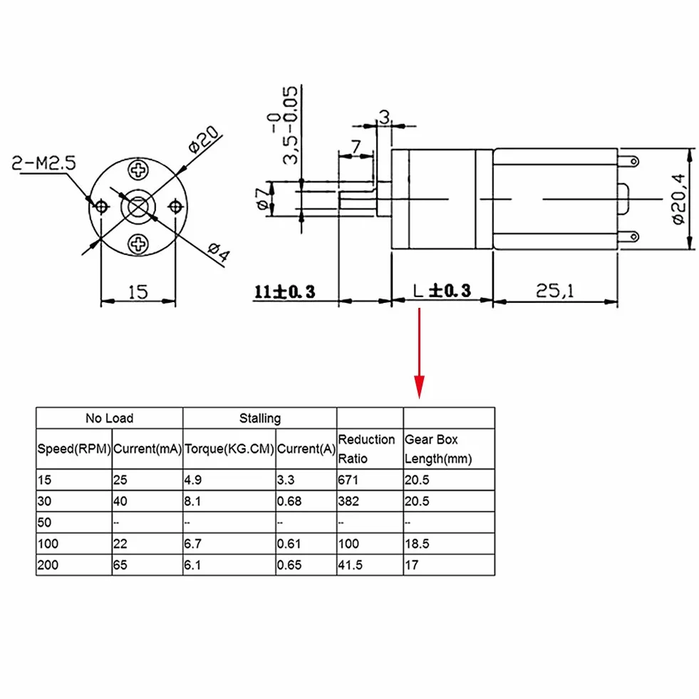 Motoriduttore DC 12V 15~200 RPM 20mm 100RPM Akozon