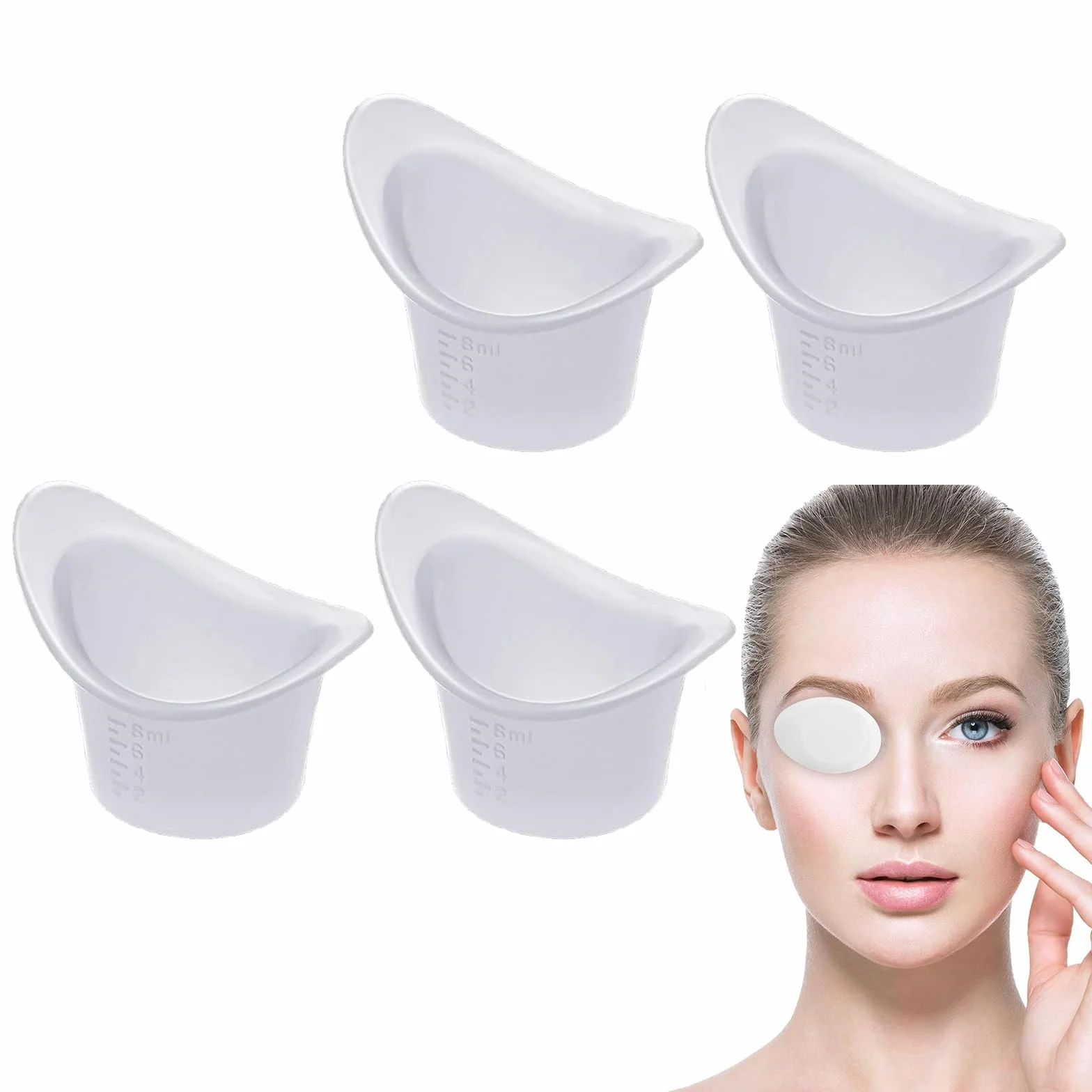 Tazza da Bagno in Silicone per Occhi Portatile - Morbida e Riutilizzabile per Lavaggio Oculare, Non Sterile, 8ml, 4 Pezzi