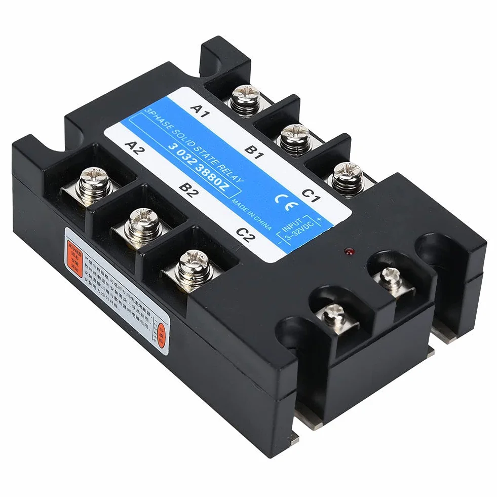 Relè a stato solido trifase SSR con indicazione dello stato del dissipatore di calore Ingresso da 3‑32 V CC a uscita 24‑480 V CA Relè a semiconduttore(80A)