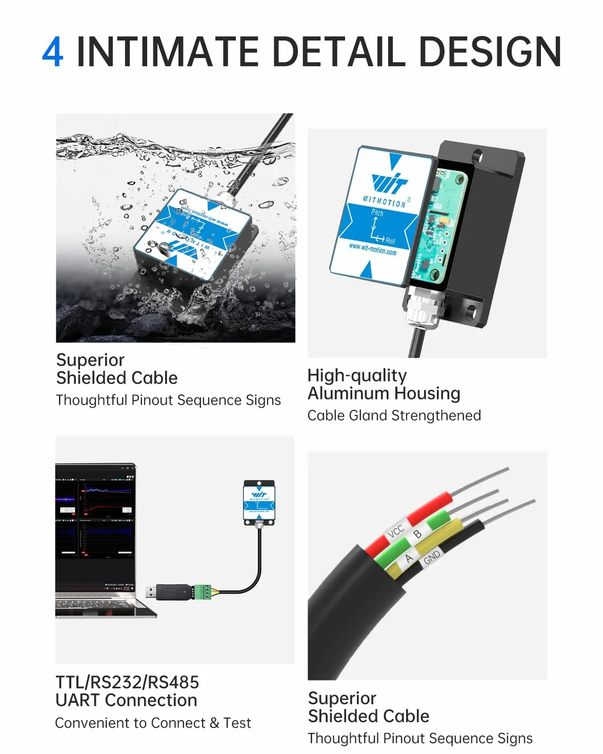[Industrial-Grade 0.1° Inclinometer] HWT901B-RS232 3-axis Accelerometer+Gyroscope+Inclinometer+Digital Compass+Air Pressure+Altitude, 9-axis MPU9250 IMU Module