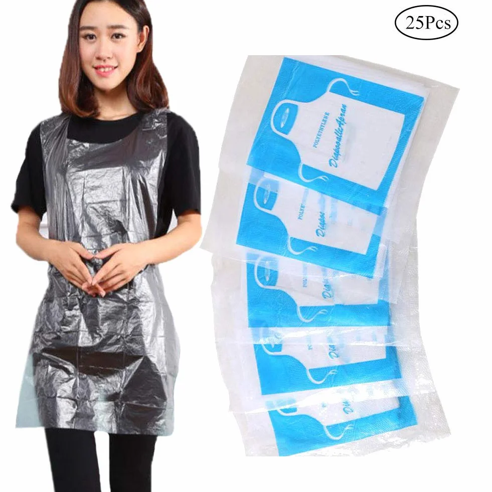 25pcs Monouso Grembiuli Di Plastica Trasparente Polietilene Impermeabile Usa E Getta Grembiuli Da Cucina, Pittura Per Adulti