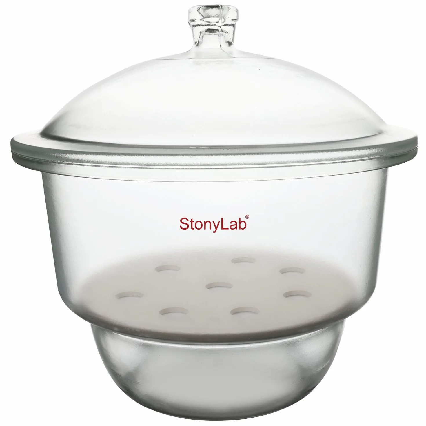 stonylab Essiccatore in Vetro, Essiccatore da Laboratorio con Coperchio Della Manopola e Piastra in Porcellana per Ricerca di Laboratorio, ID:300 mm