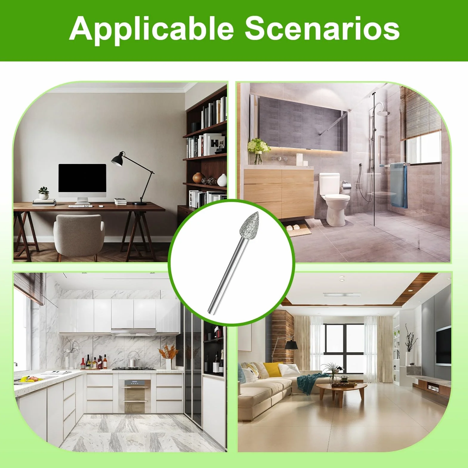 Set di 20 frese diamantate per utensili rotanti Dremel, accessori per pietra, vetro, ceramica, levigatura, lucidatura