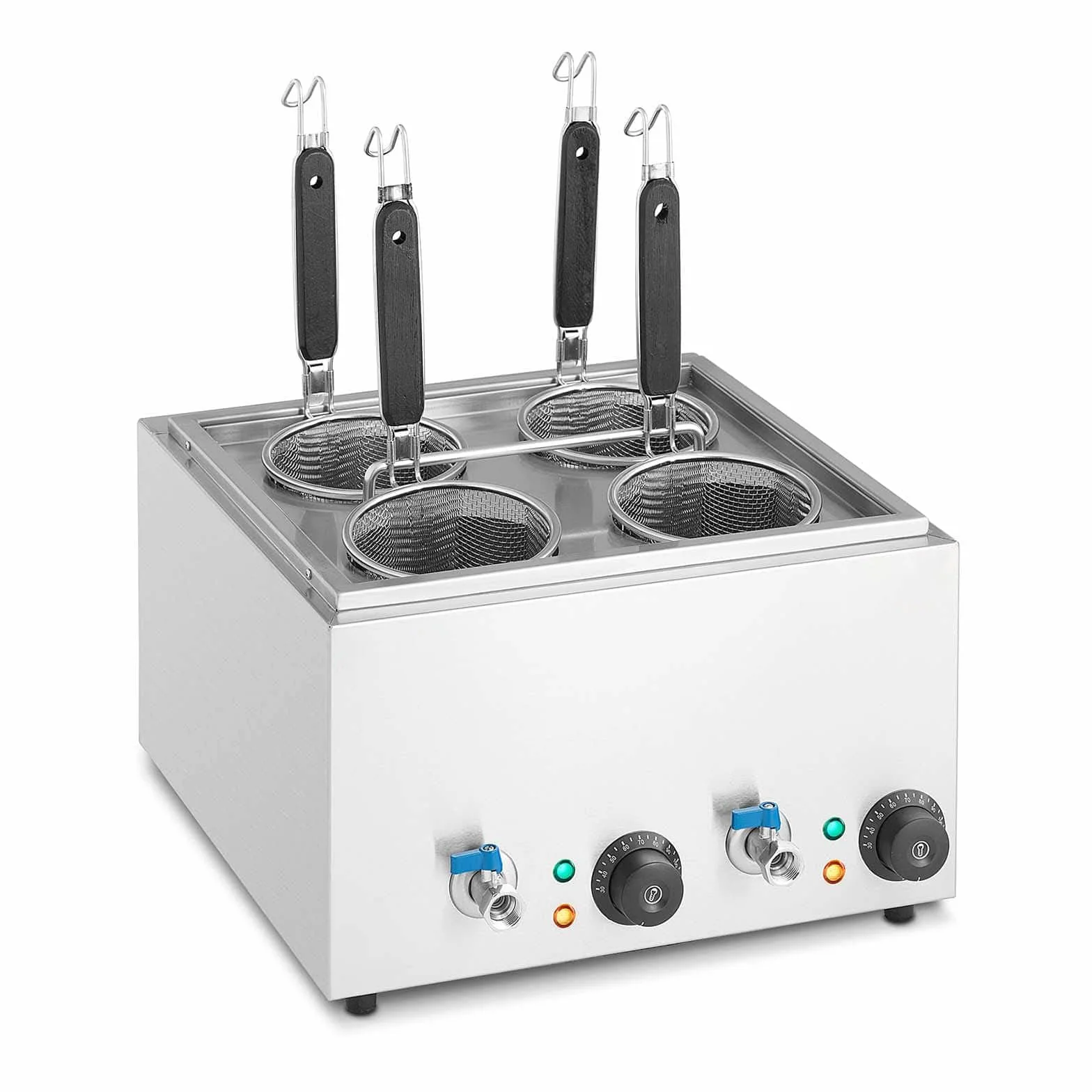 FfiMe Cuocipasta Professionale, Macchina per Cuoci Noodles 4 Fori, Scaldavivande Elettrico in Acciaio Inossidabile 1500W, Regolabile 30-110°C, per Catering e Ristoranti