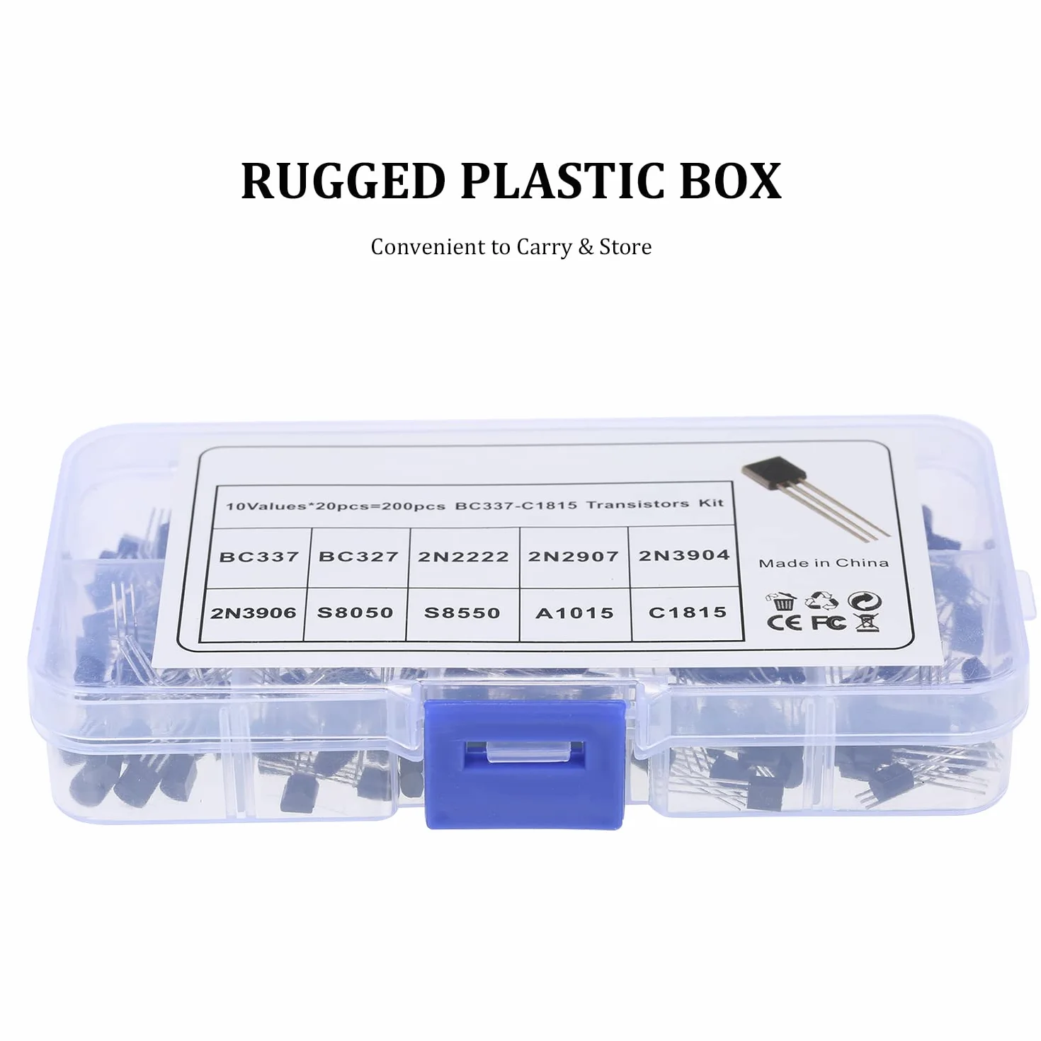 Kit di 200 transistor di potenza NPN PNP BC337 BC327 2N2222 2N2907 2N3904 2N3906 S8050 S8550 A1015 C1815 per progetti elettronici fai da te riparazione veicoli