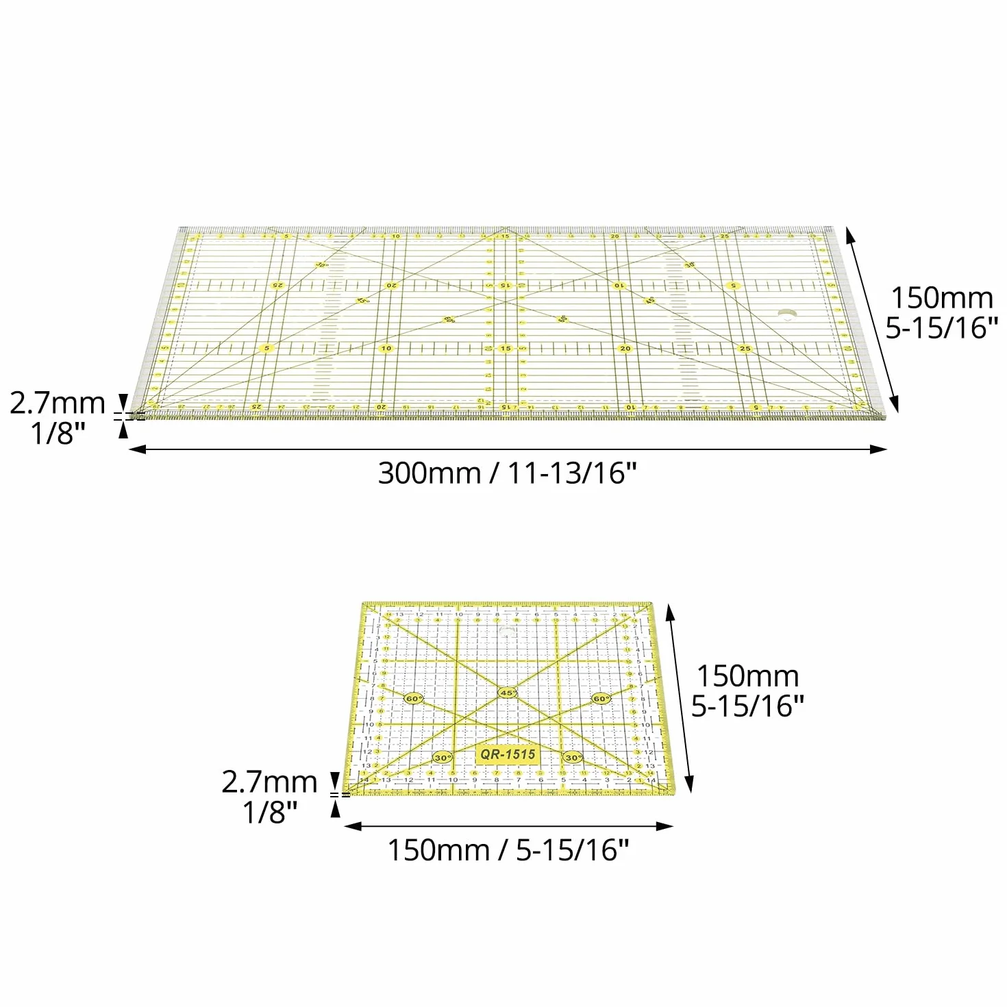 QWORK righelli per patchwork 15x15 cm 15x30 cm quilting con scala