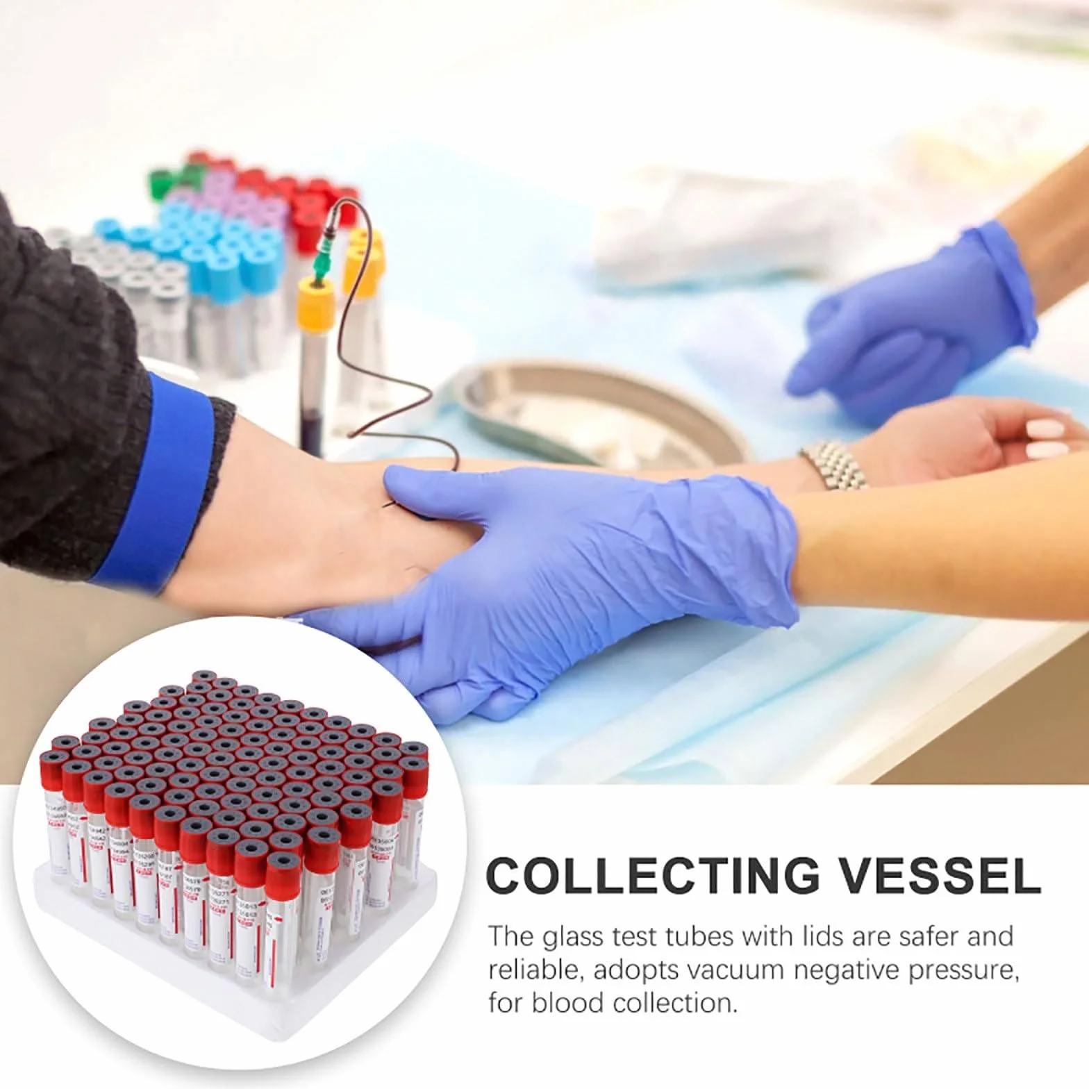 100 Provette per Prelievo Di Sangue Sottovuoto(3Ml/5Ml/10Ml),Provette per Prelievo Sangue in Plastica Pet Con Tappo a Vite,Provette Monouso per Prelievo Di Sangue Da Laboratorio,10ML