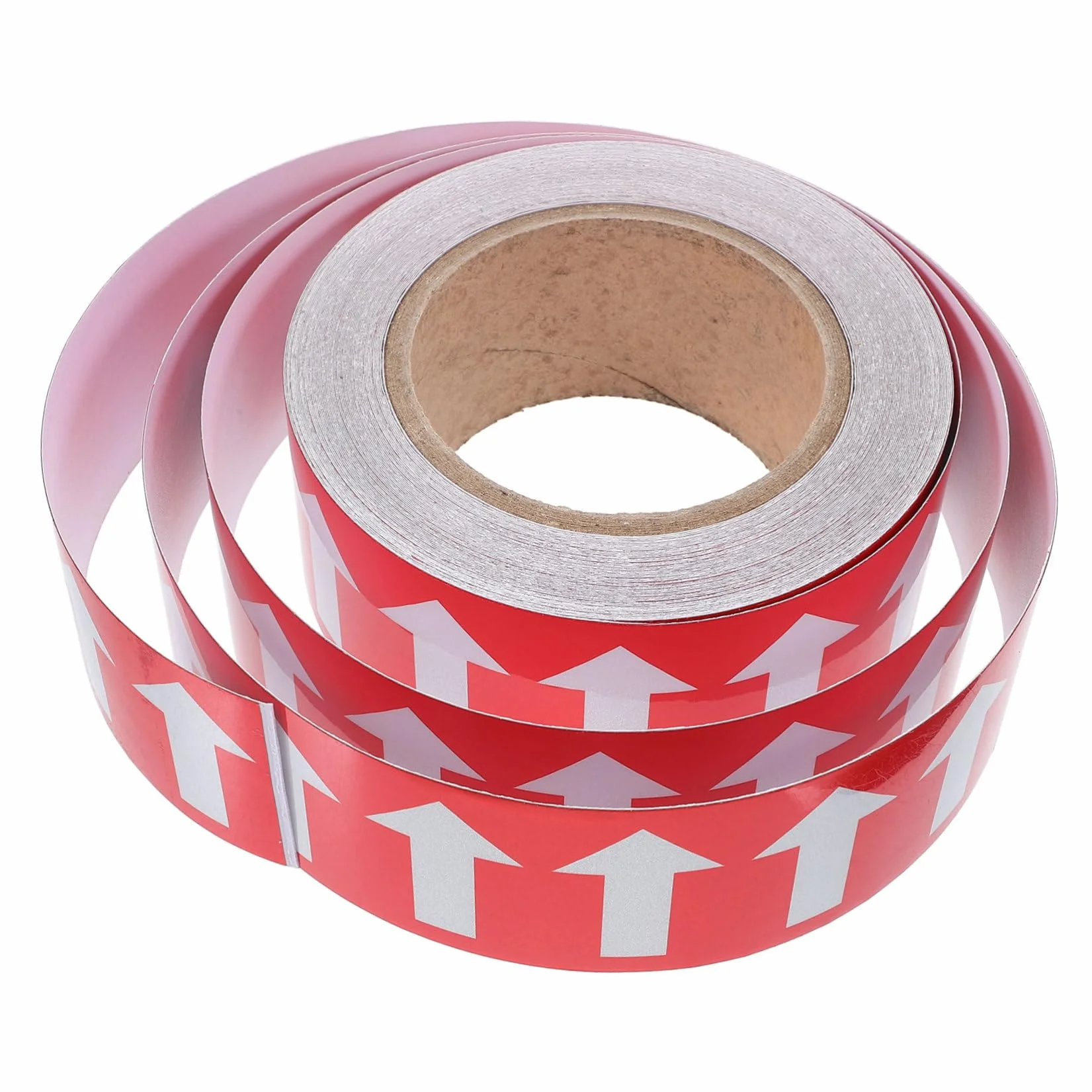 ULTECHNOVO Nastro Adesivo a Freccia Direzionale 50mm x 20m, Adesivo Autoadesivo in Polistirene Rosso Freccia Bianca, Visibilità Riflettente Per Segnaletica Tubi e Impianti Industriali