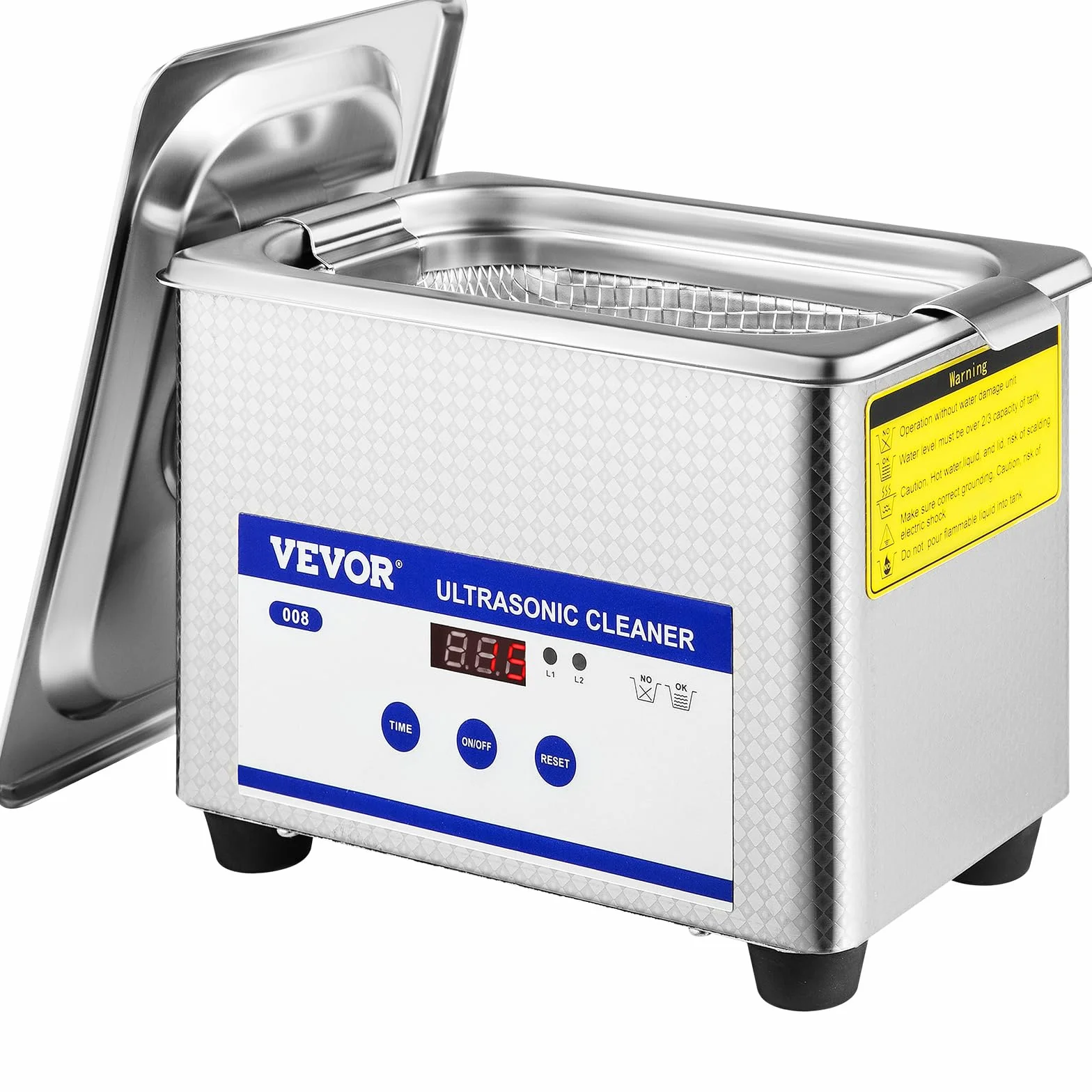 VEVOR Pulitore a ultrasuoni 800ml, 35W Pulitore ultrasonico professionale in acciaio inossidabile, potente macchina di pulizia ad ultrasuoni a frequenza di 40 kHz con display LED per gioielli, orologi