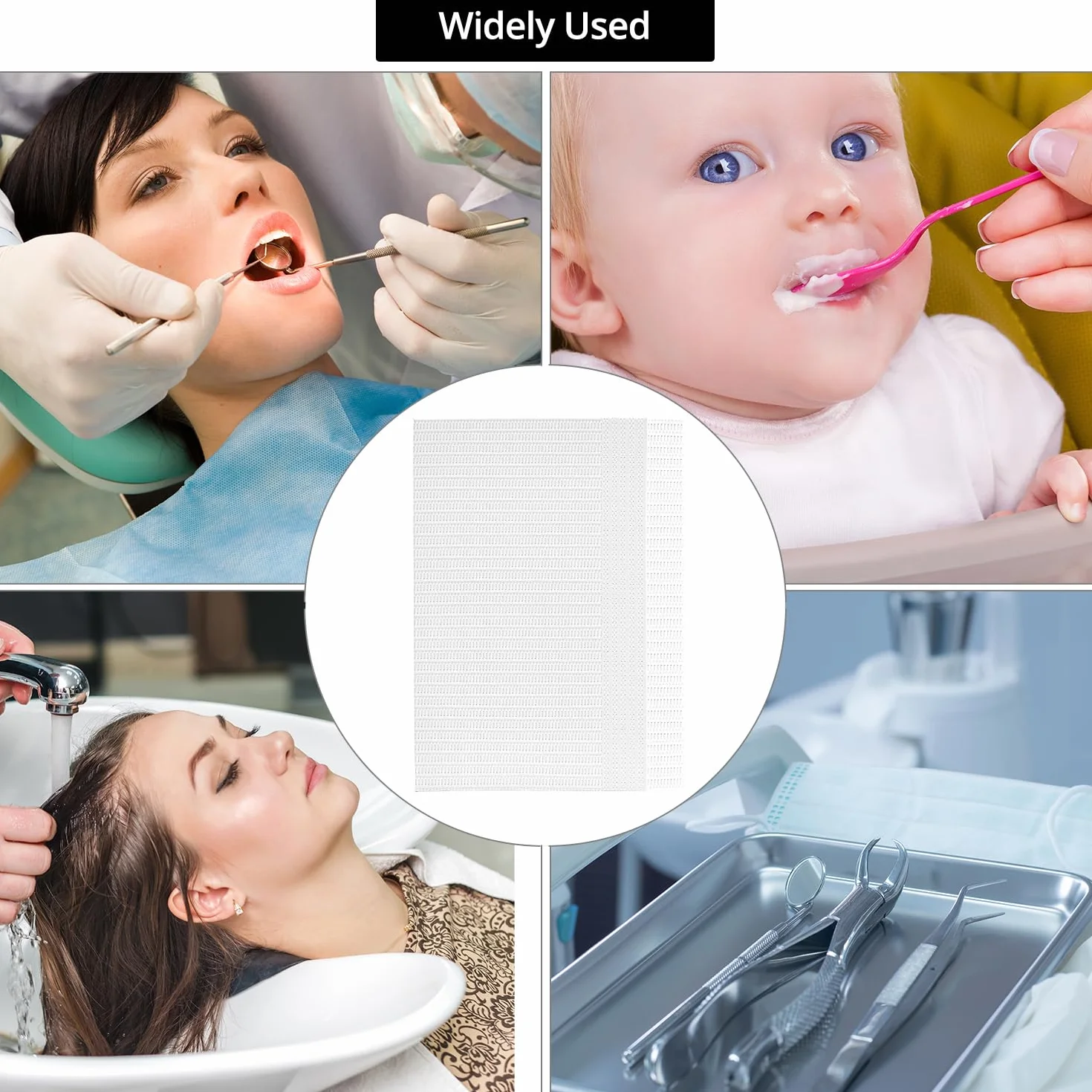 QWORK® fogli per bavaglini dentistici 125 pezzi 33x45 cm bianco