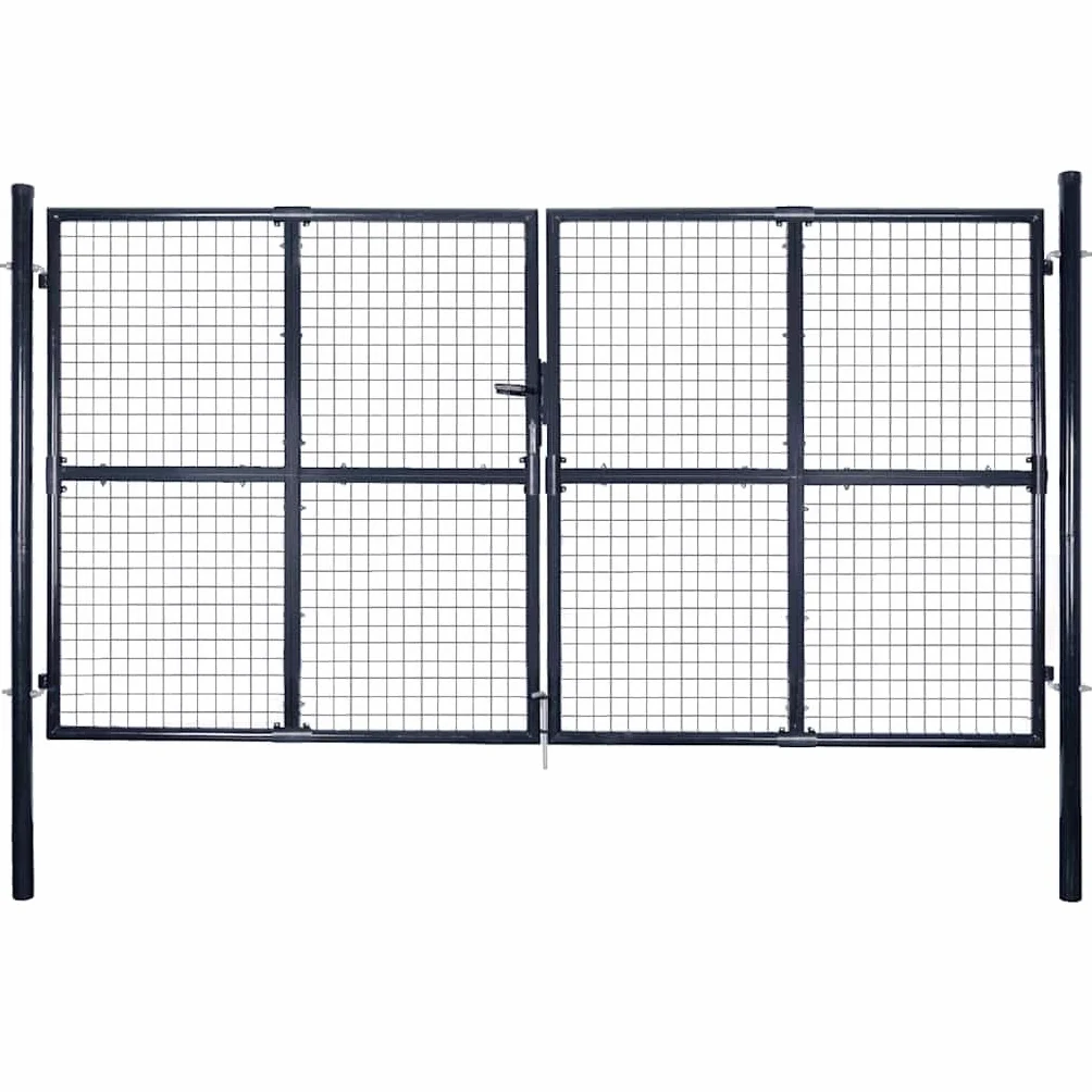 vidaXL Cancello da Giardino in Rete di Acciaio Zincato 300x200 cm Grigio
