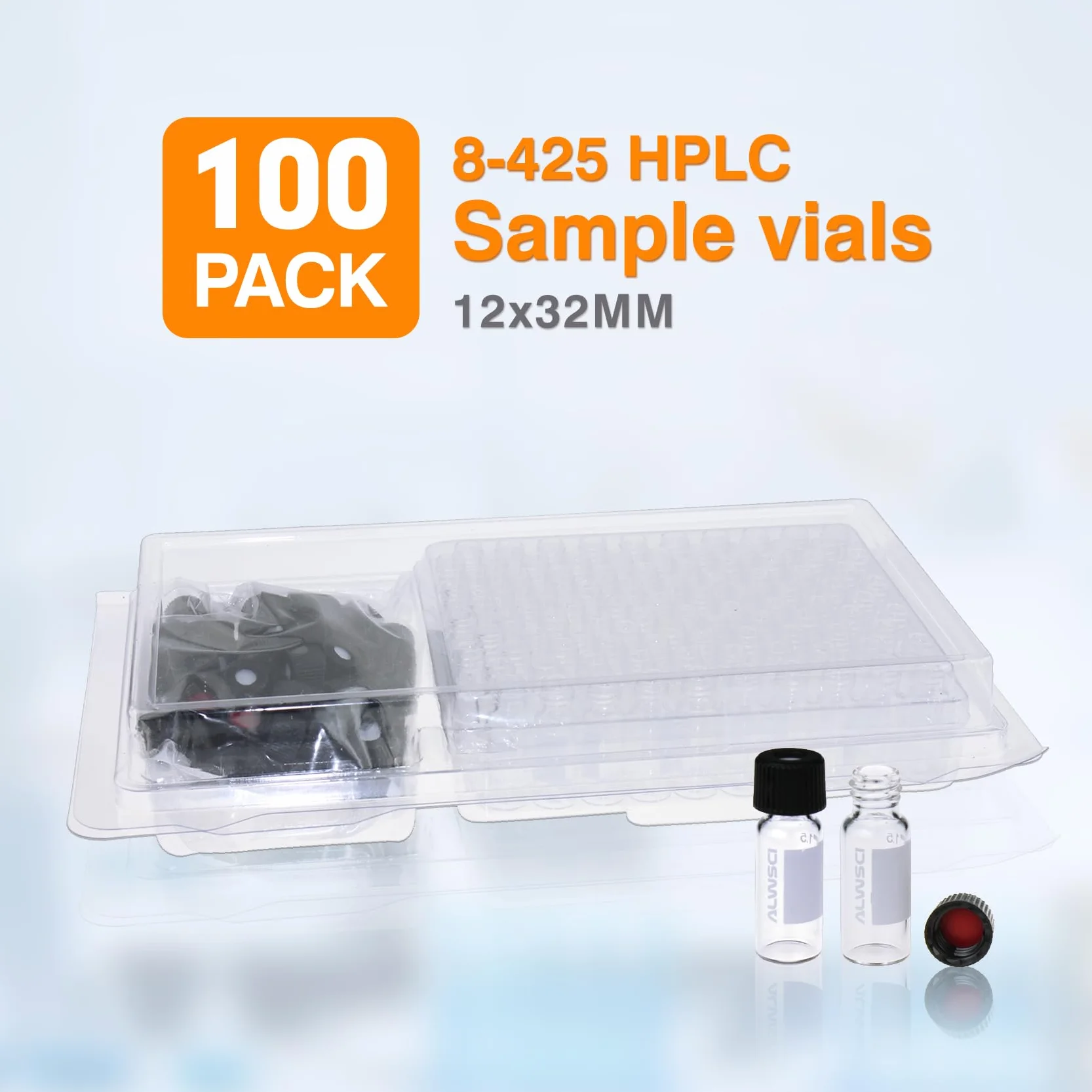 Fiale per HPLC da 2 ml Trasparenti 8-425 Tappo a Vite Blu Setti in Silicone PTFE Rosso Bianco 100 pz