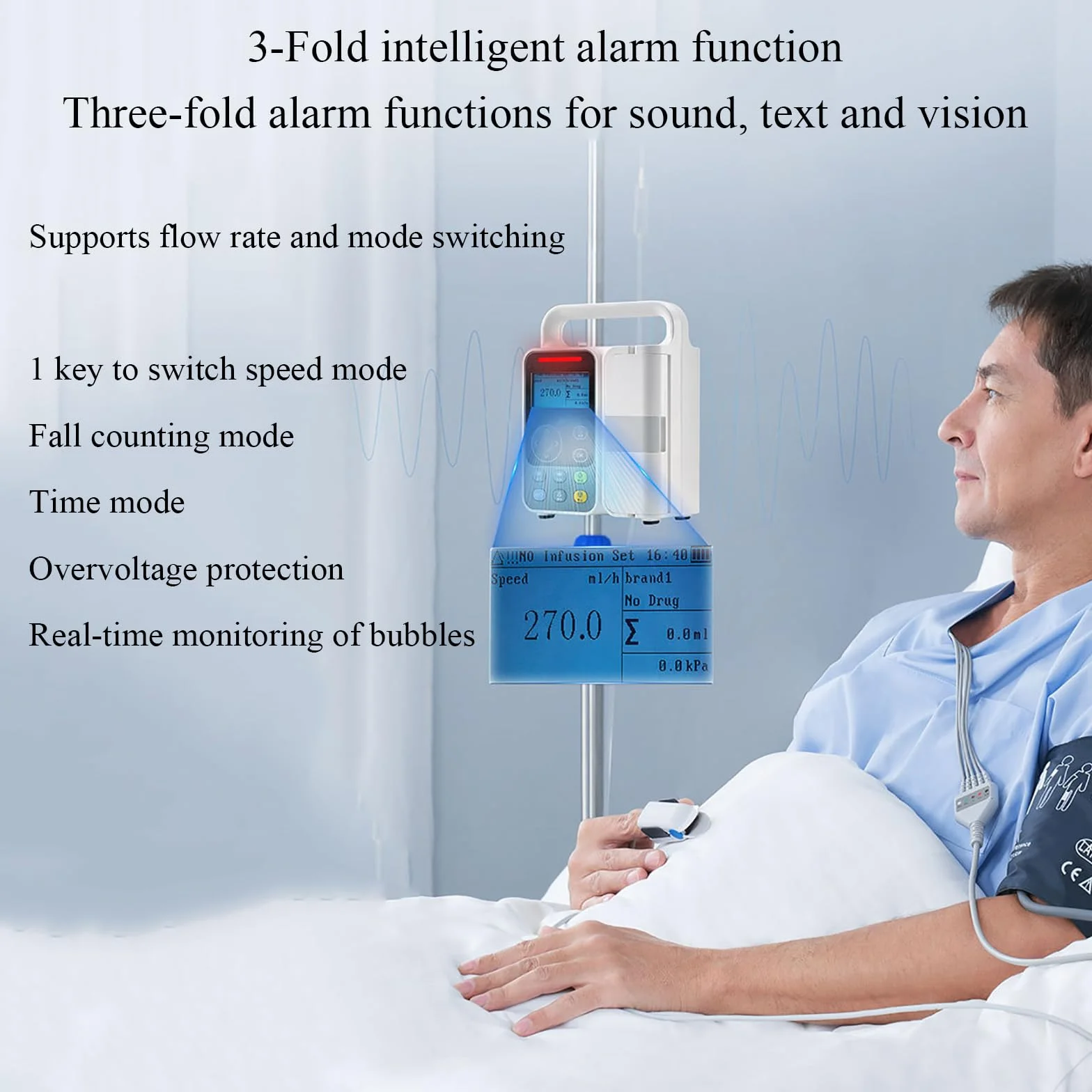 Pompa Di Infusione Automatica, Pompa Per Infusione Ad Alta Precisione Con Display LCD Da 3 Pollici, Infusione IV Ad Alta Precisione E Regolabile Con Allarme, Calibrazione, Per Ospedale, Clinica