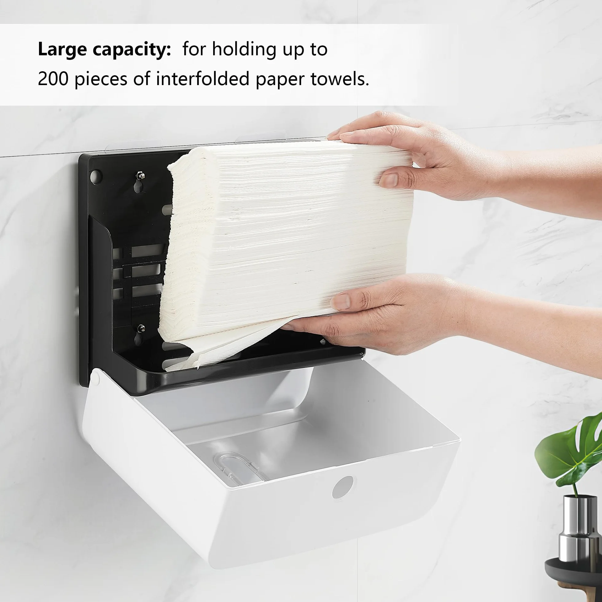 Dispenser Carta Asciugamani a Parete Bianco Commerciale Bagno Cucina 200 Fogli