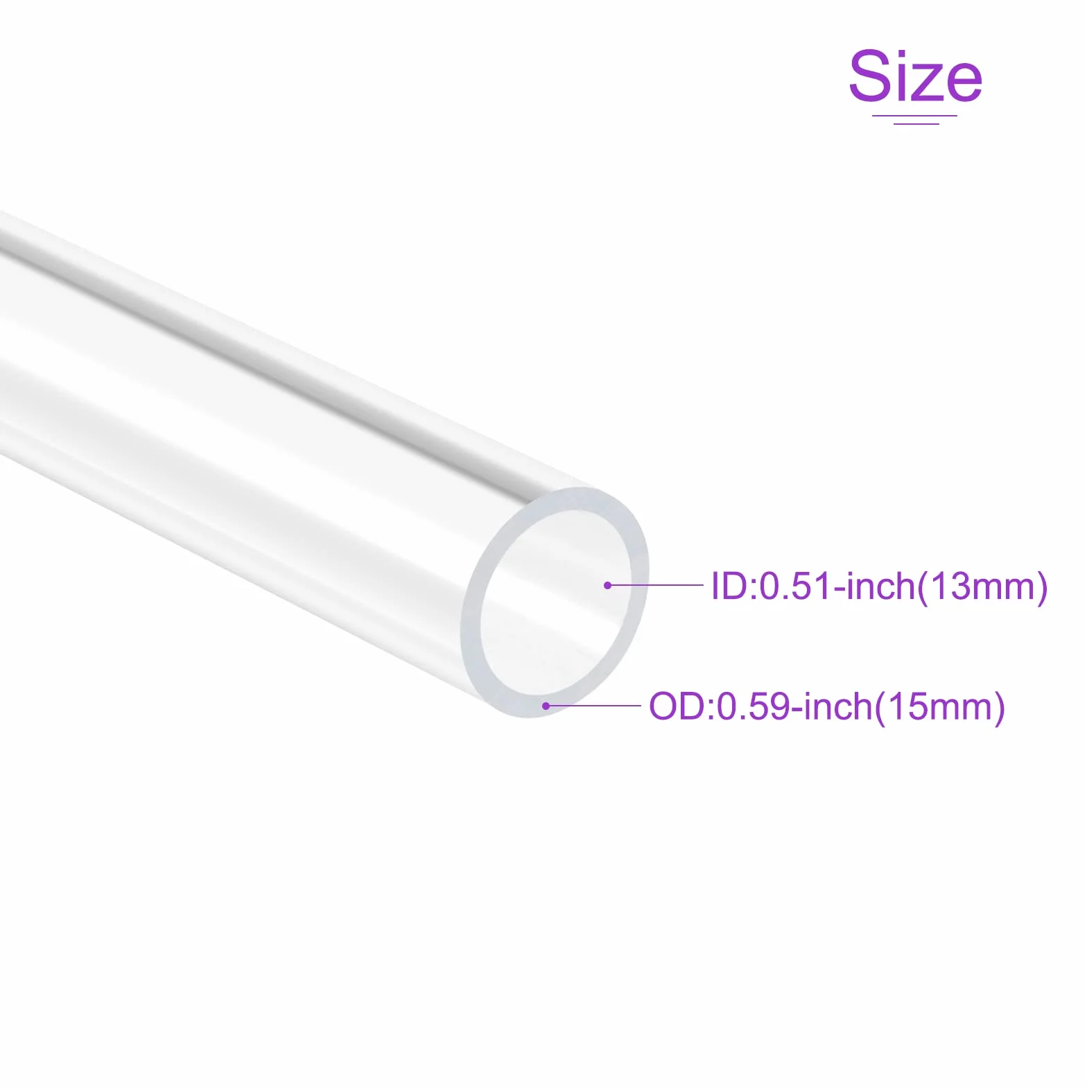 DMiotech 2pz 13mm x 15mm 12" Tubo Acrilico Trasparente per Acquario, Idraulica e Illuminazione