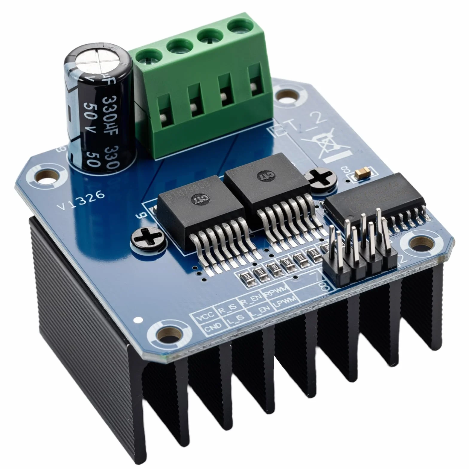 Set di 2 moduli driver motore ad alta potenza BTS7960 43A, ideali per Arduino con funzione di limitazione della corrente e adatti come moduli driver per auto intelligenti