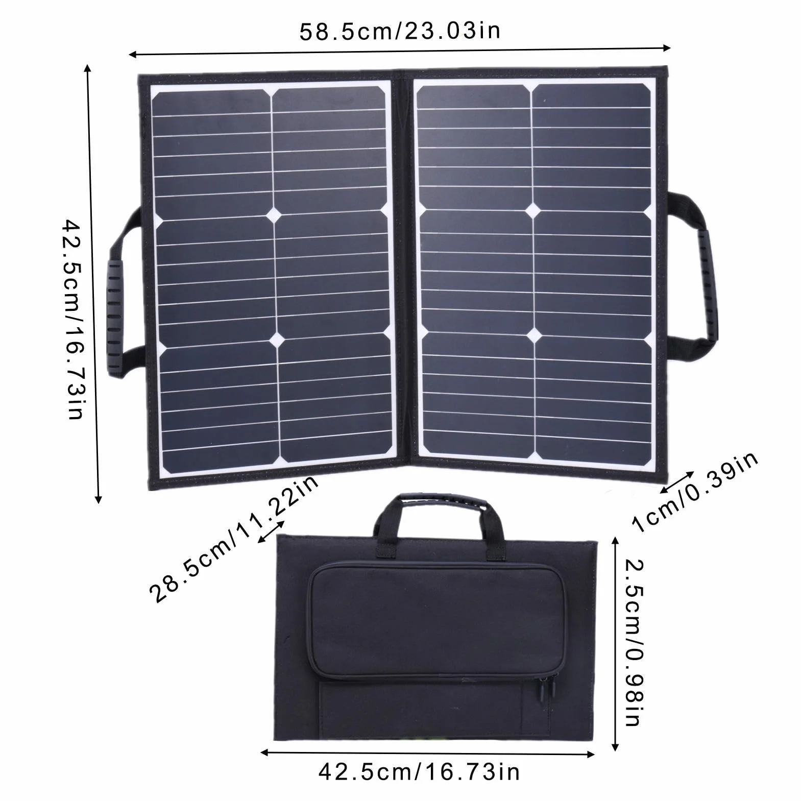 Kit di pannelli portatili,Caricatore solare pieghevole da 60 W con | morsetto per batteria e cavo CC | Kit pannello solare per campeggio, camper, marina, telecamera con 2 uscite USB