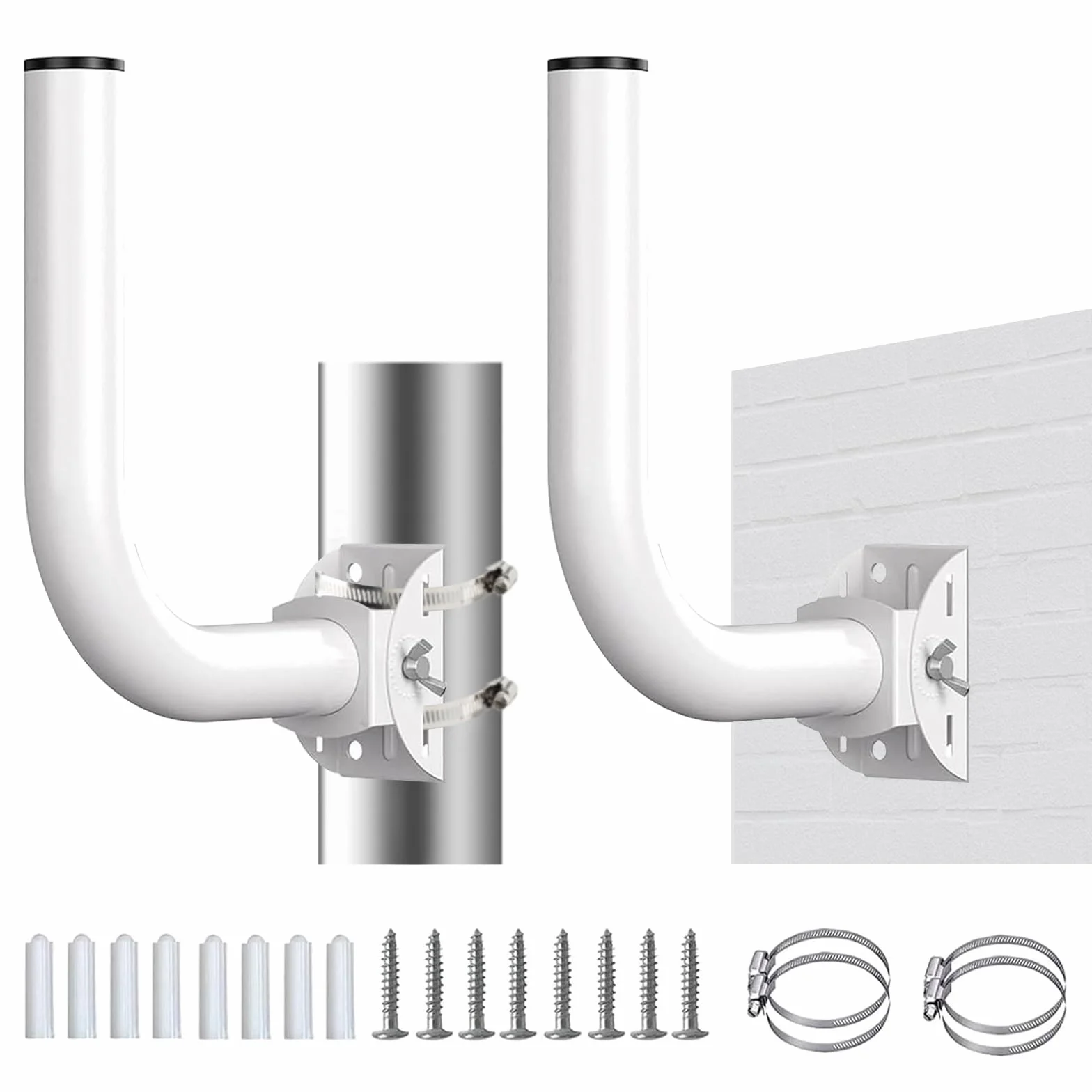 OUKENS Staffa a ponte wireless, 2 pezzi montaggio a parete in acciaio inox regolabile a 150° accessorio di montaggio su palo J per punto di accesso ap punto a punto esterno