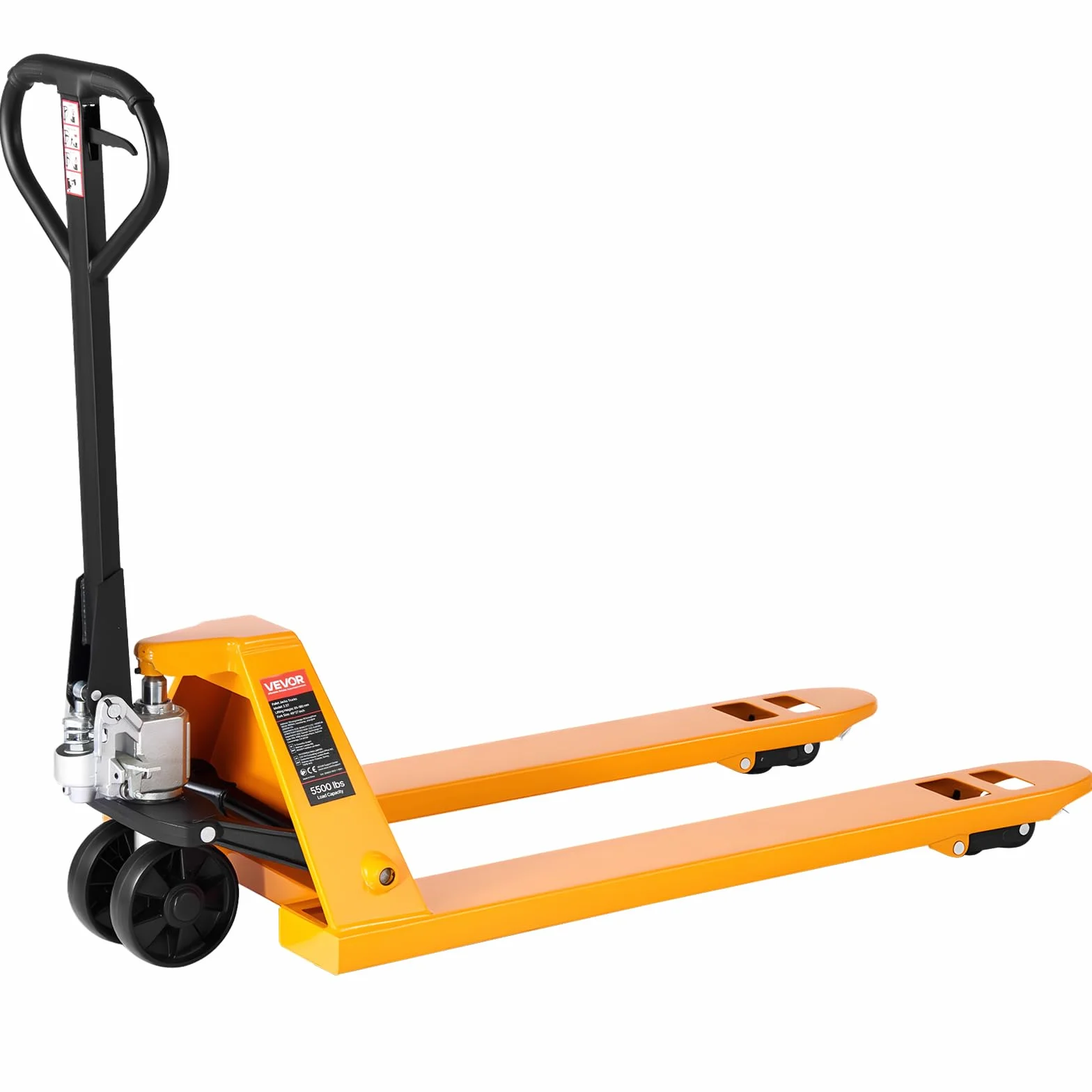 VEVOR Transpallet, Capacità 2,5 T, Transpallet Manuale con Forche da 1620 x 685 x 1225 mm per Movimentazione Materiali, Altezza di Sollevamento Forche 85-180 mm, per Magazzino, Supermercato